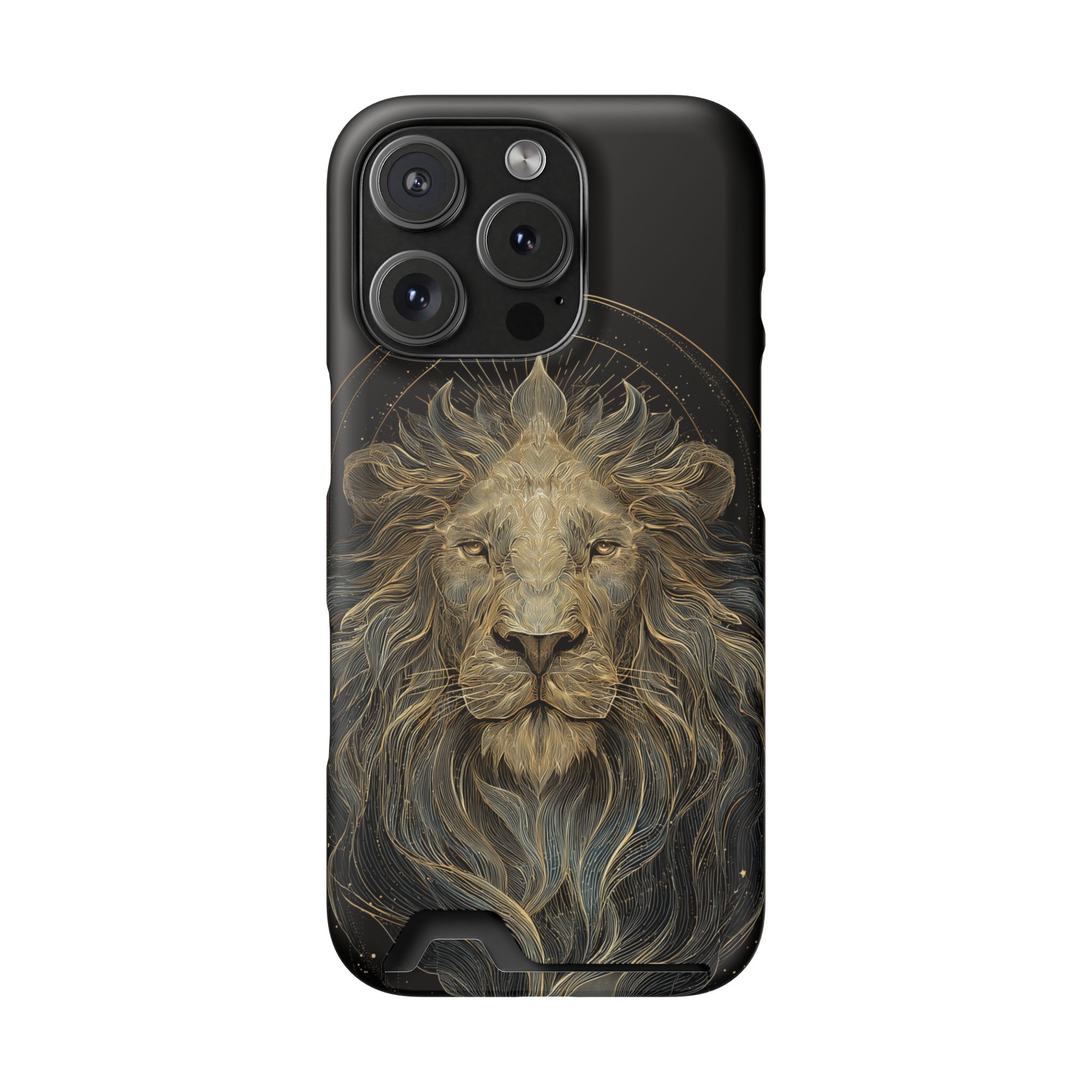 Leo Zodiac Phone Case with Card Holder – Celestial Gold Lion - Image 108