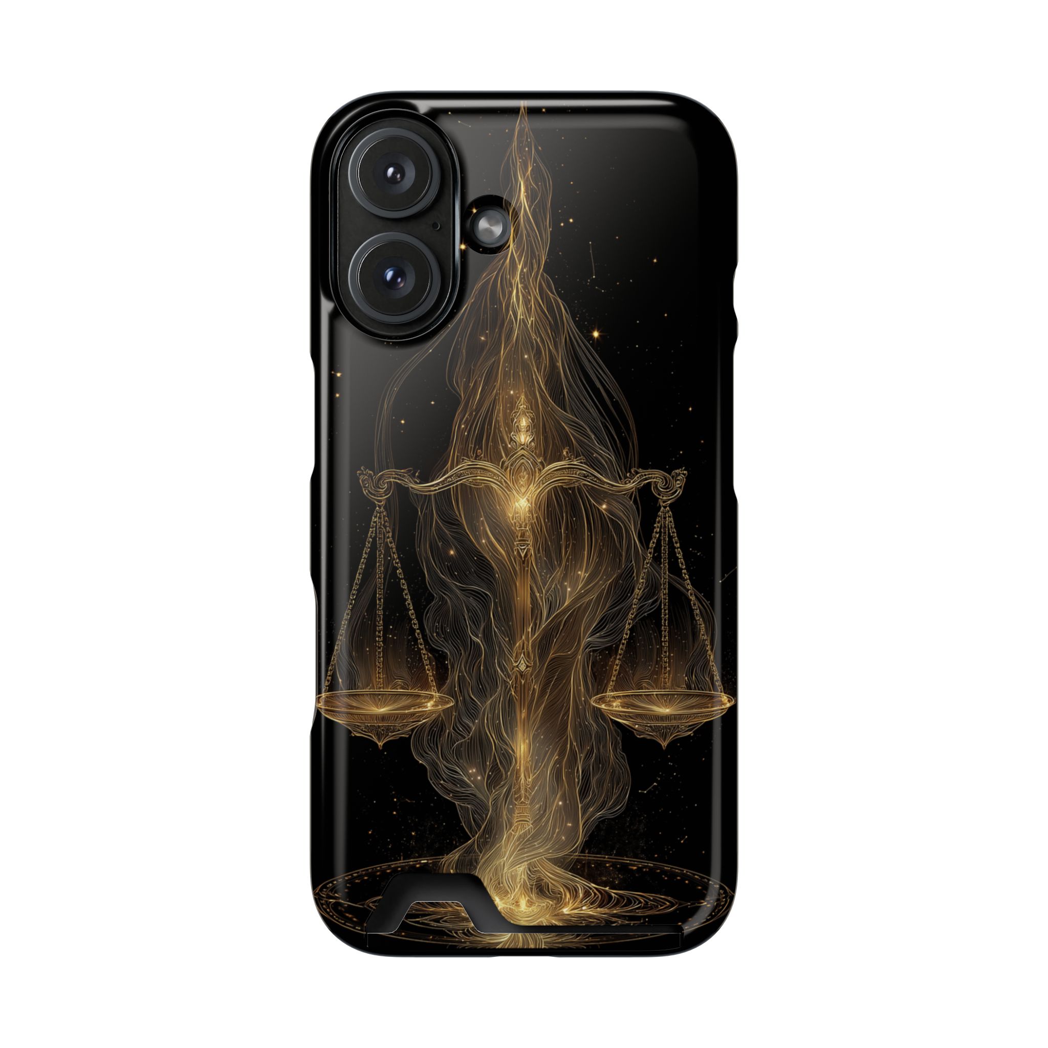 Libra Zodiac Phone Case with Card Holder – Celestial Gold Scales - Image 105