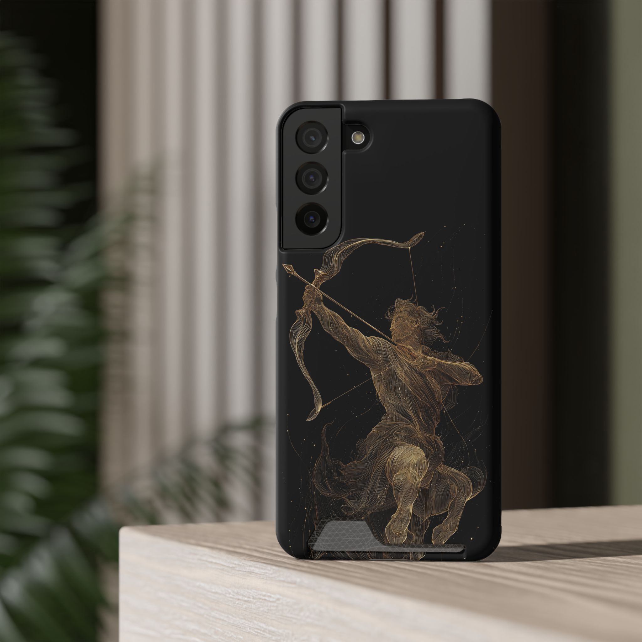 Sagittarius Zodiac Phone Case with Card Holder – Celestial Gold Archer - Image 16