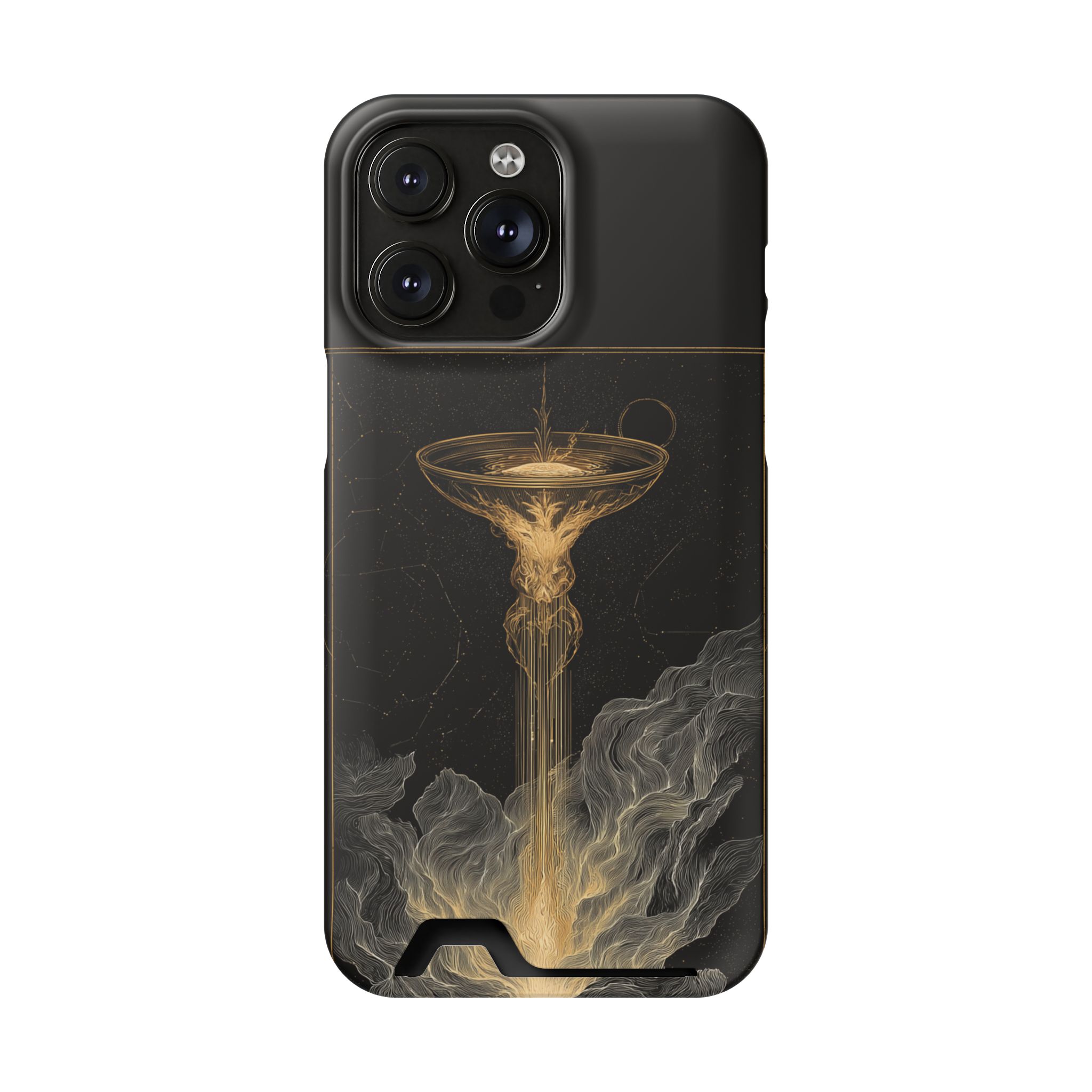 Aquarius Zodiac Phone Case with Card Holder – Celestial Gold Water Bearer - Image 92