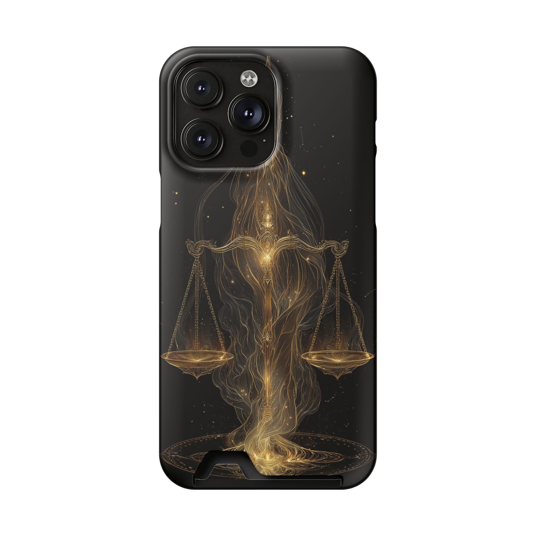 Libra Zodiac Phone Case with Card Holder – Celestial Gold Scales - Image 92