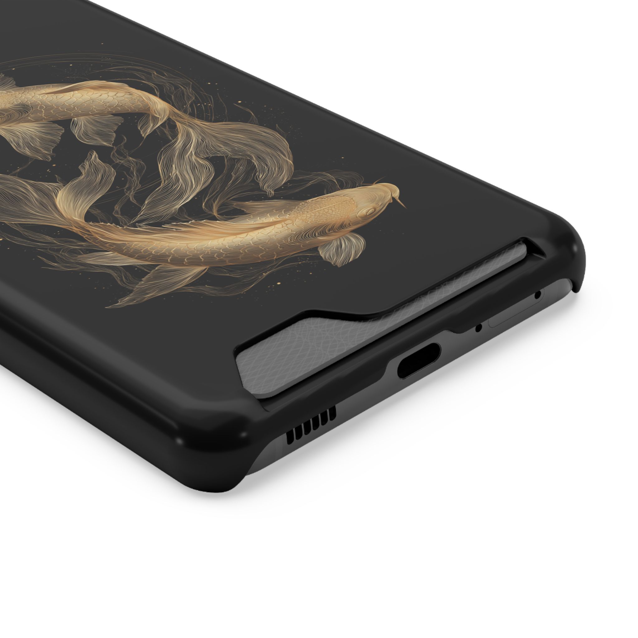 Pisces Zodiac Phone Case with Card Holder – Celestial Gold Fish - Image 66