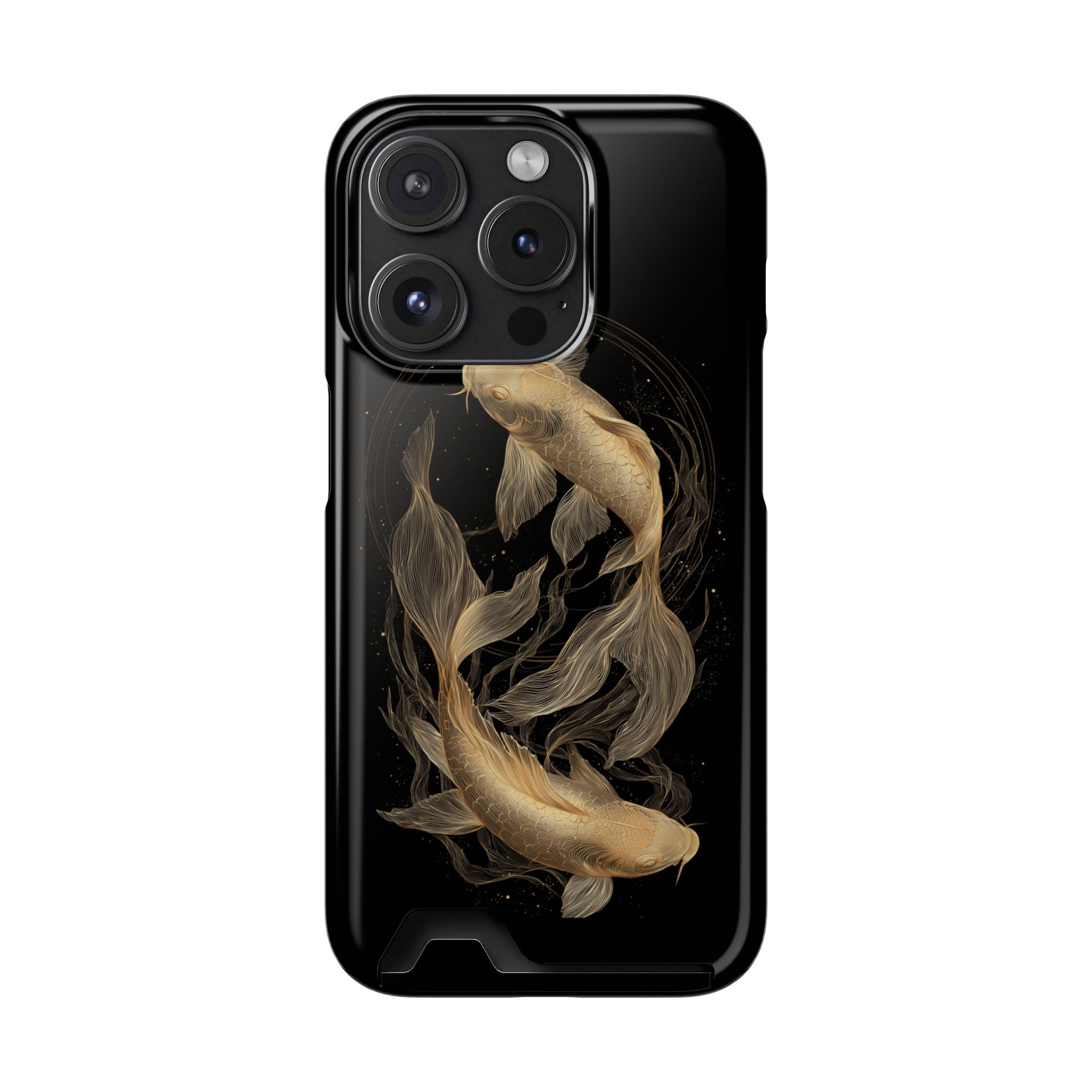 Pisces Zodiac Phone Case with Card Holder – Celestial Gold Fish - Image 99