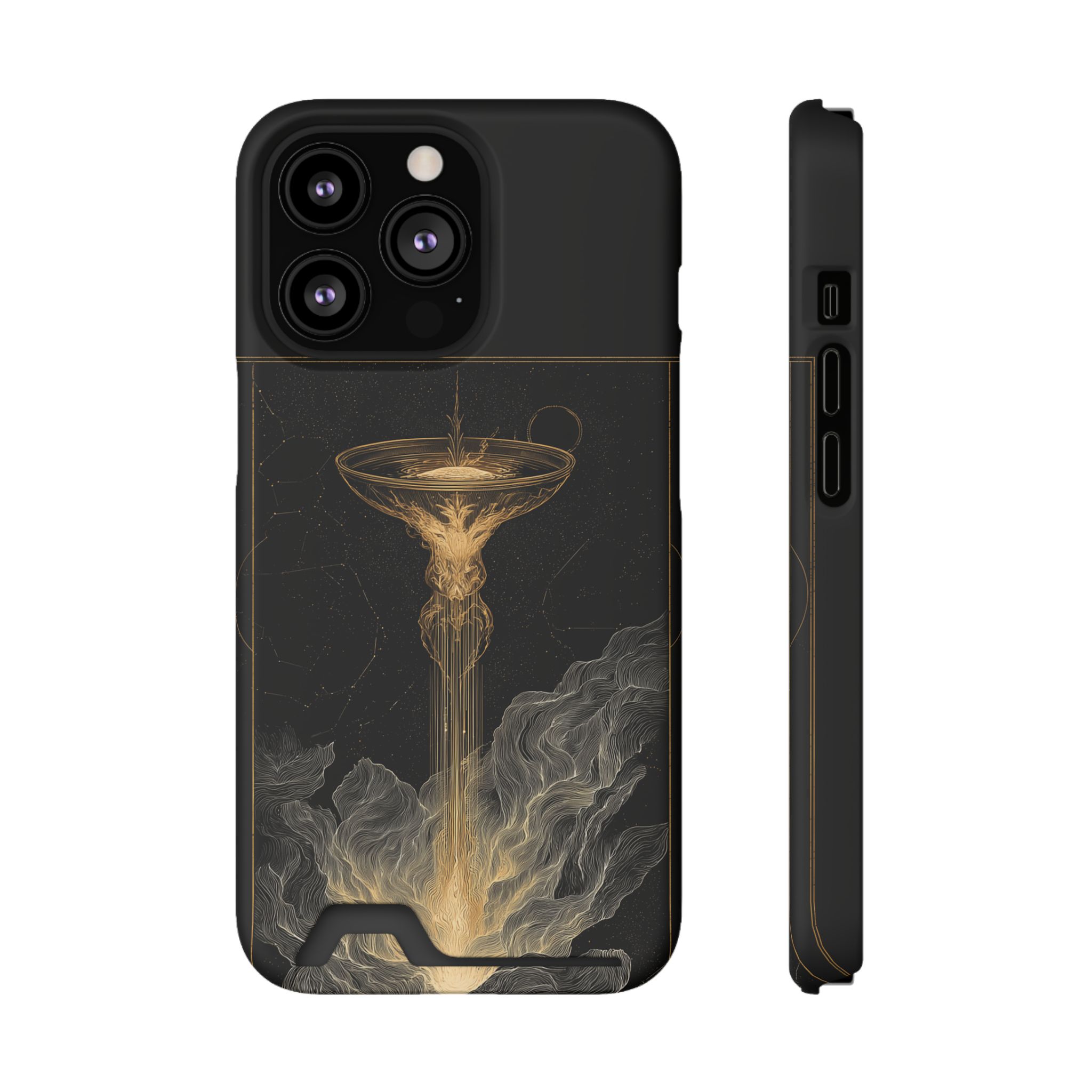 Aquarius Zodiac Phone Case with Card Holder – Celestial Gold Water Bearer - Image 45