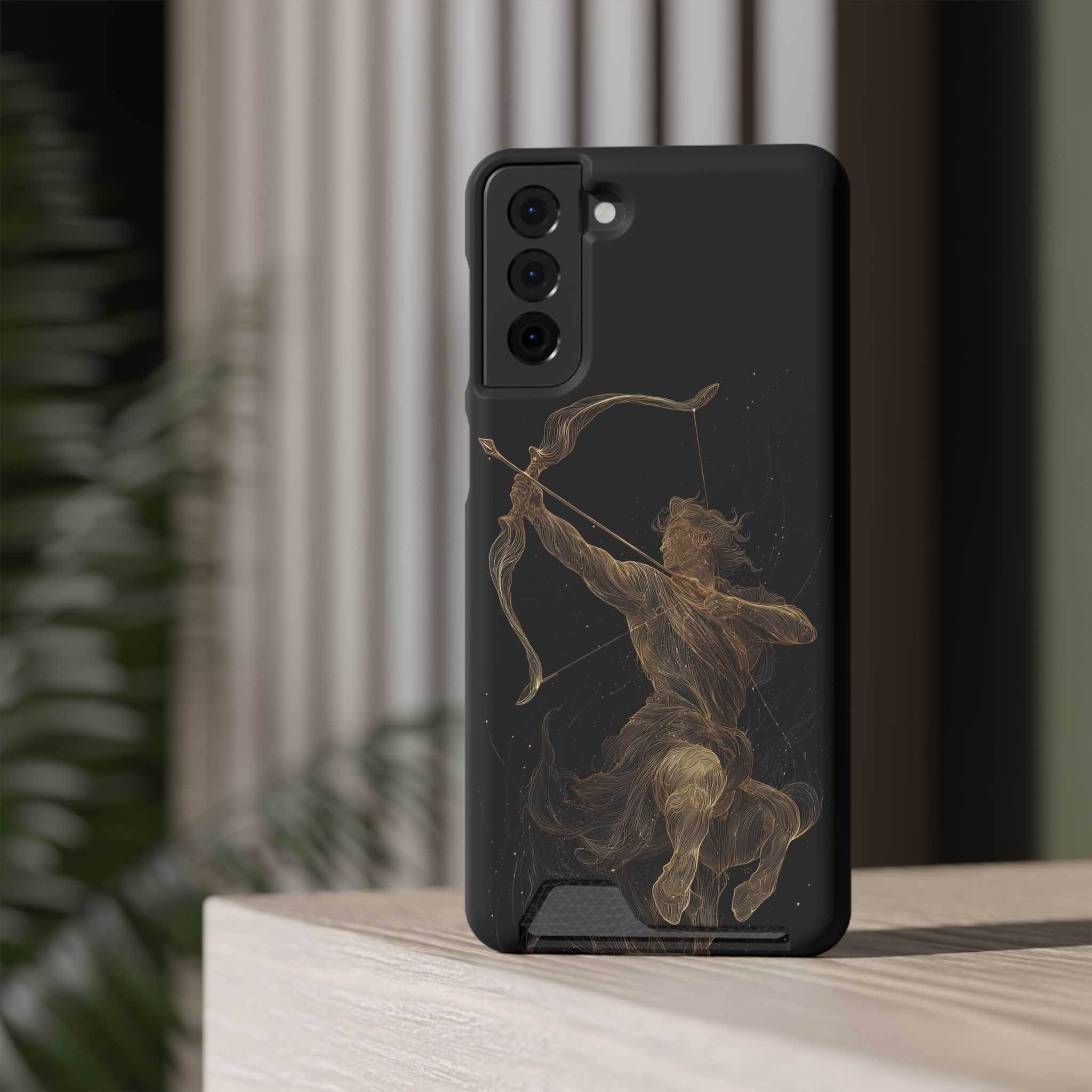 Sagittarius Zodiac Phone Case with Card Holder – Celestial Gold Archer - Image 72