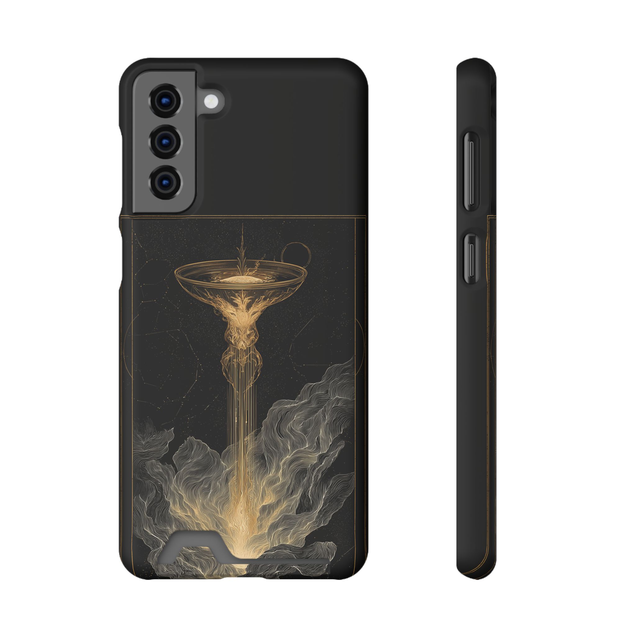 Aquarius Zodiac Phone Case with Card Holder – Celestial Gold Water Bearer - Image 69