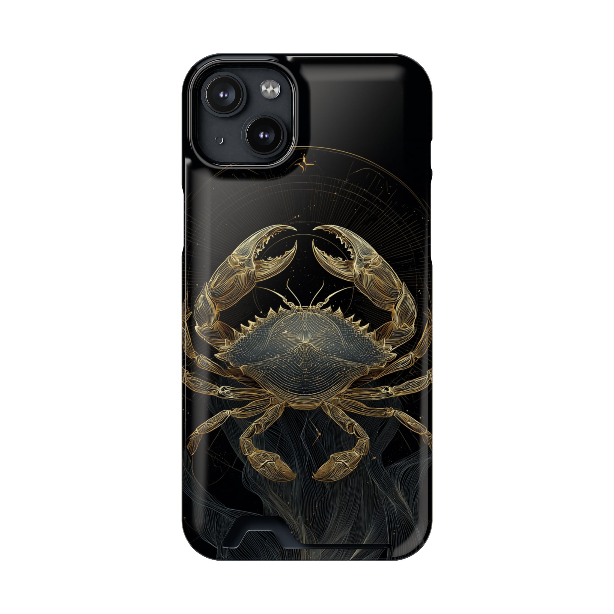 Cancer Zodiac Phone Case with Card Holder – Celestial Gold Crab - Image 95