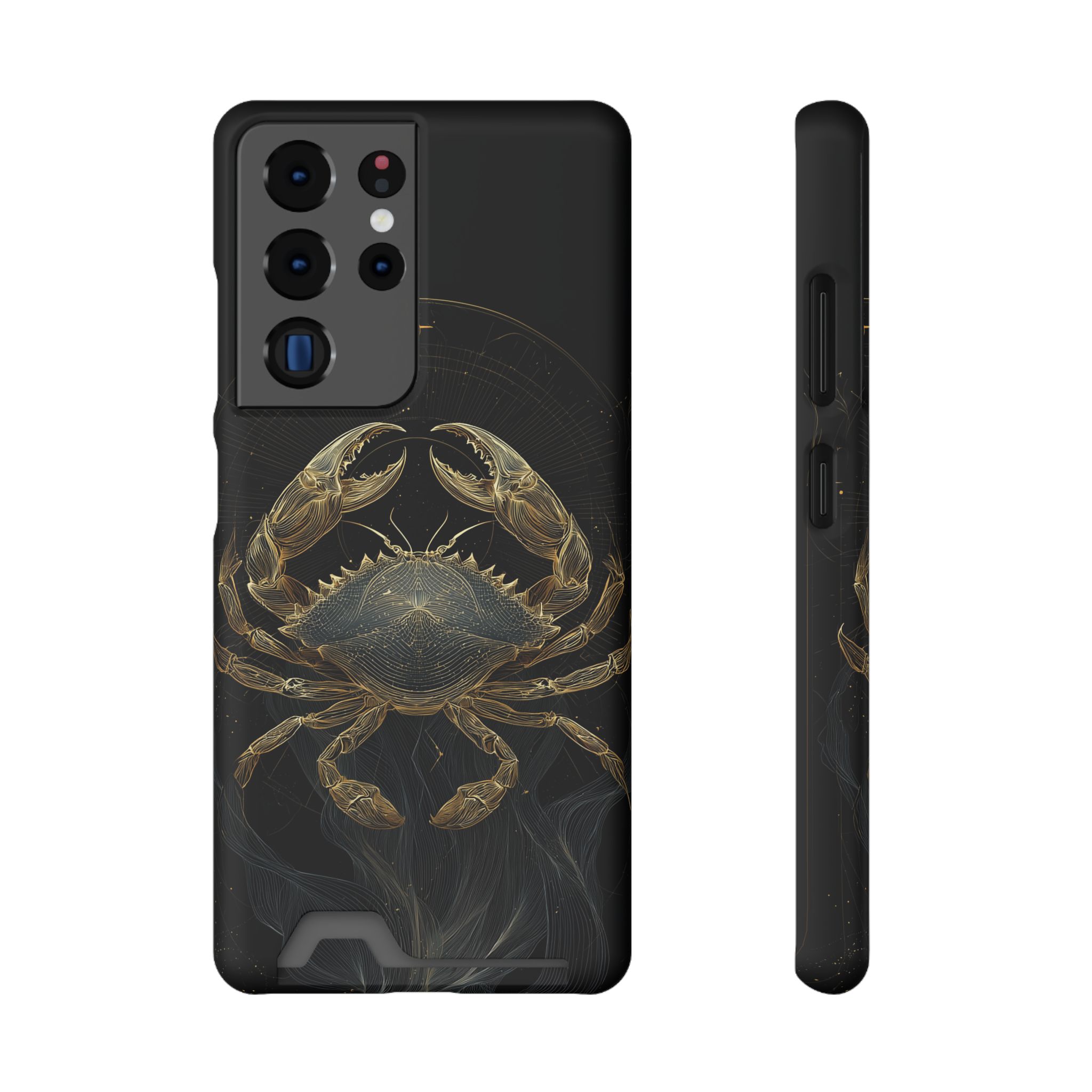 Cancer Zodiac Phone Case with Card Holder – Celestial Gold Crab - Image 77