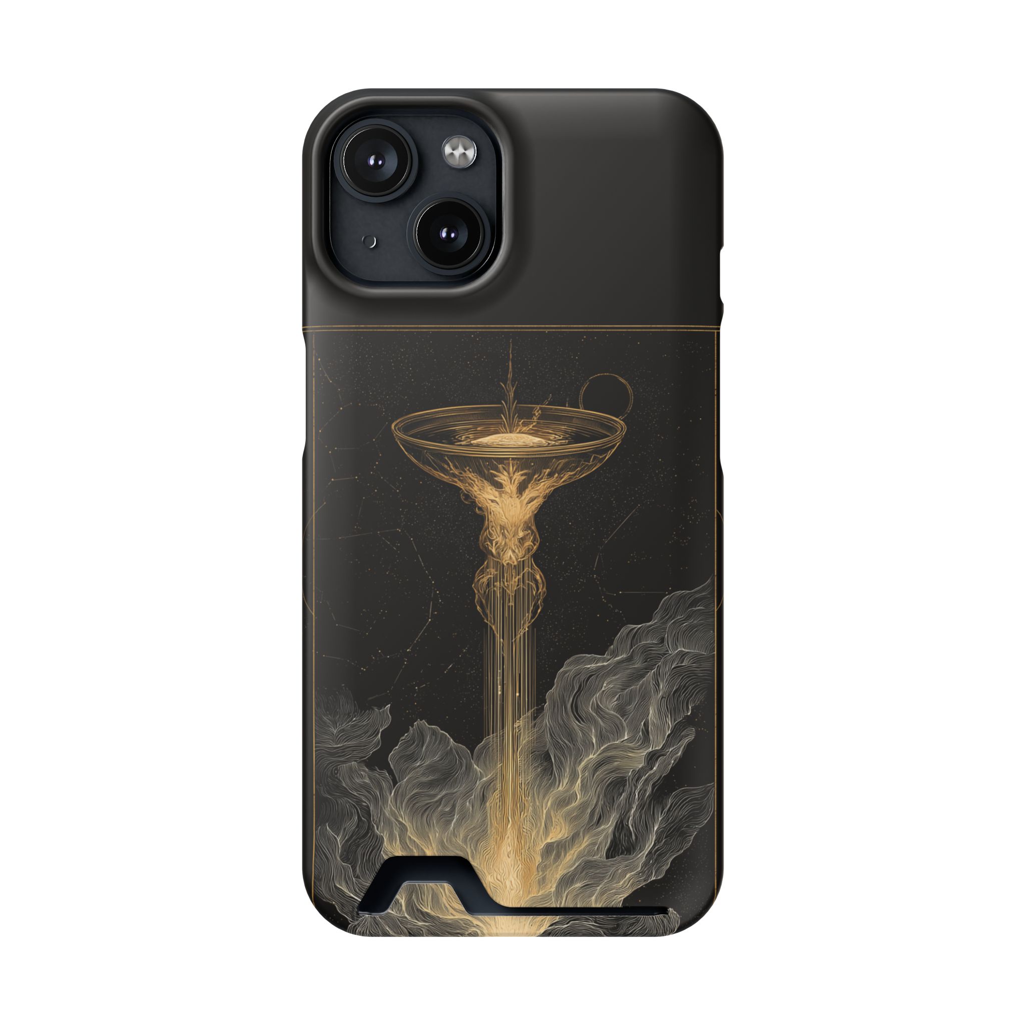 Aquarius Zodiac Phone Case with Card Holder – Celestial Gold Water Bearer - Image 89