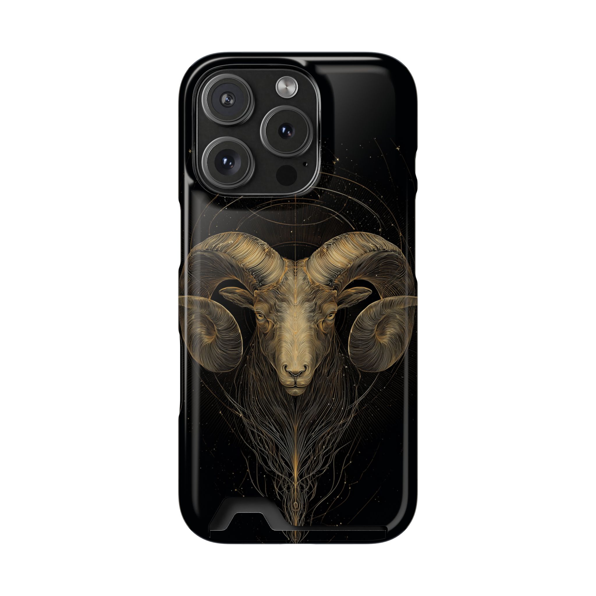 Aries Zodiac Phone Case with Card Holder – Celestial Gold Constellation - Image 107