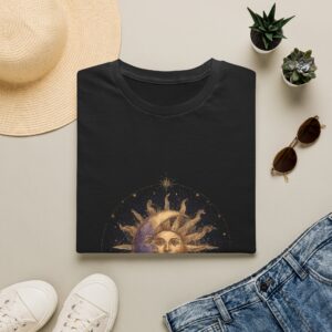 Celestial Sun & Moon T-Shirt – Gold Cosmic Astrology Unisex Tee
