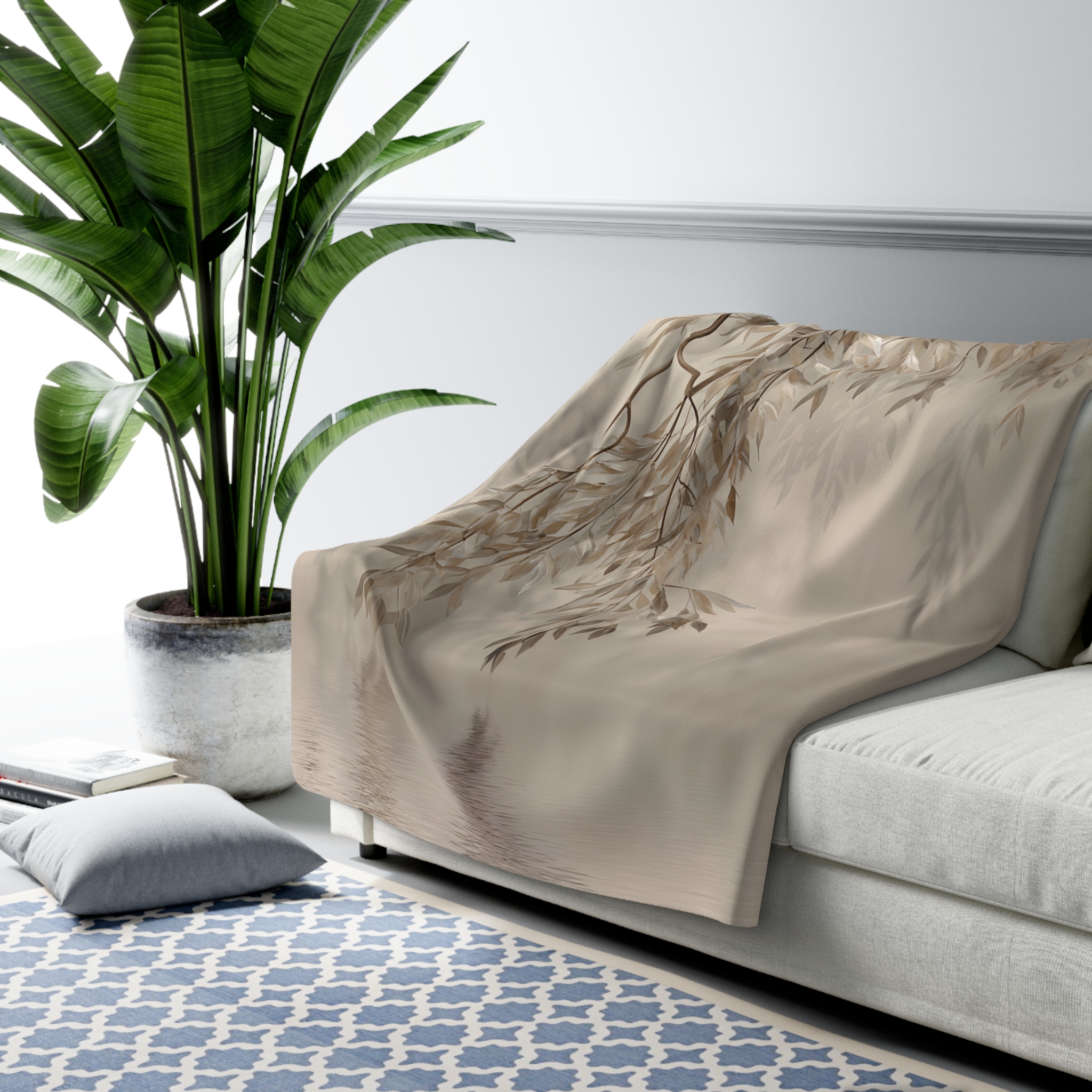 Weeping Willow Sherpa Blanket – Serene Cosmic Botanical Throw - Image 7