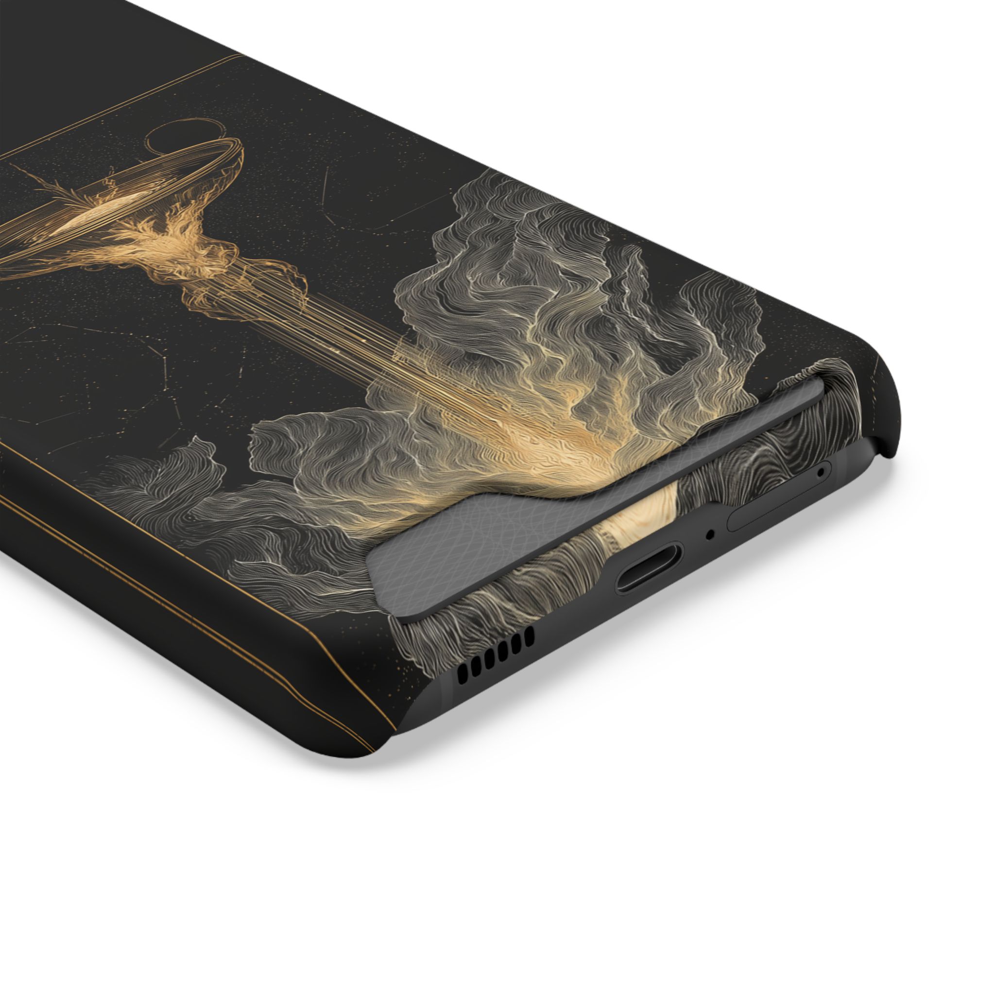 Aquarius Zodiac Phone Case with Card Holder – Celestial Gold Water Bearer - Image 6