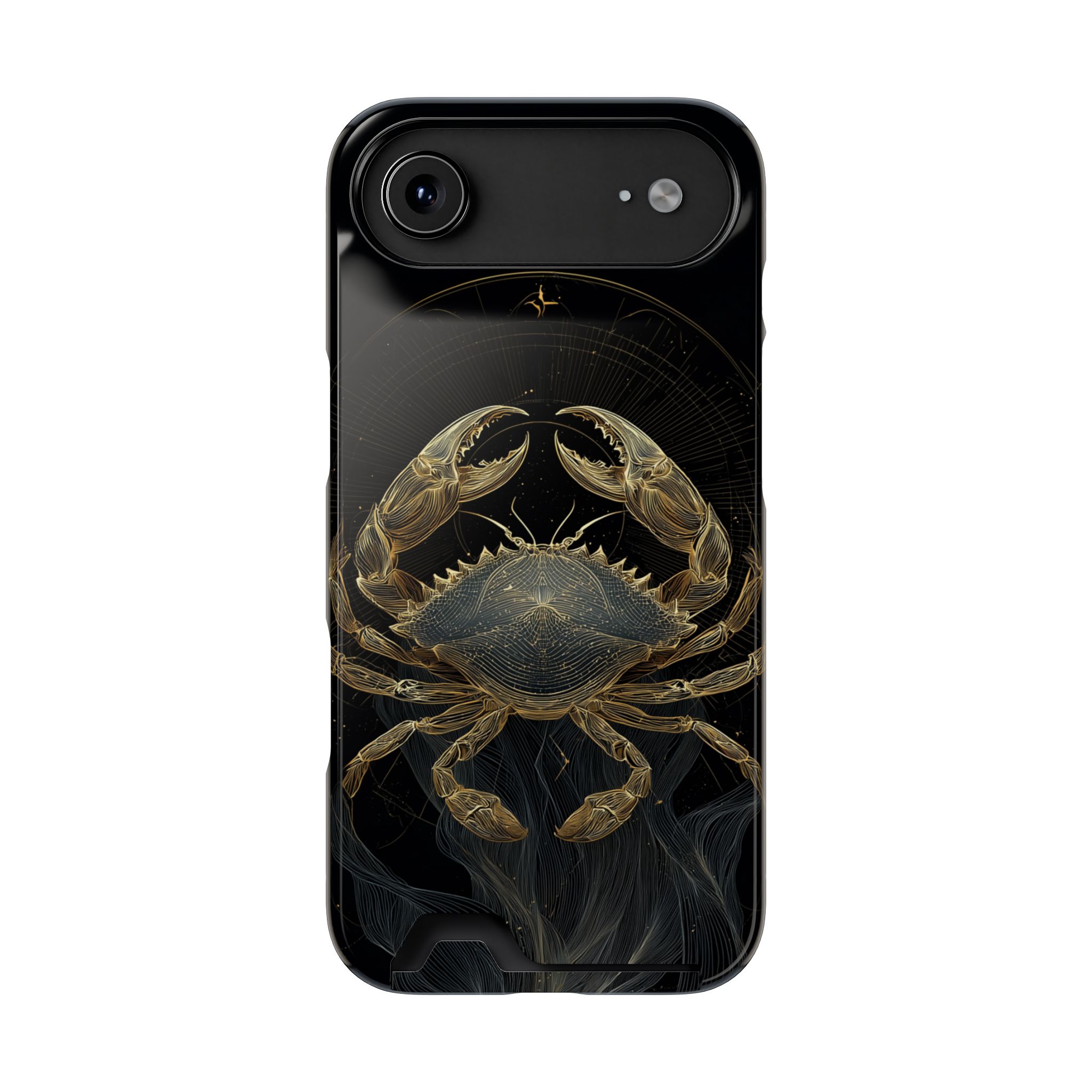 Cancer Zodiac Phone Case with Card Holder – Celestial Gold Crab - Image 86
