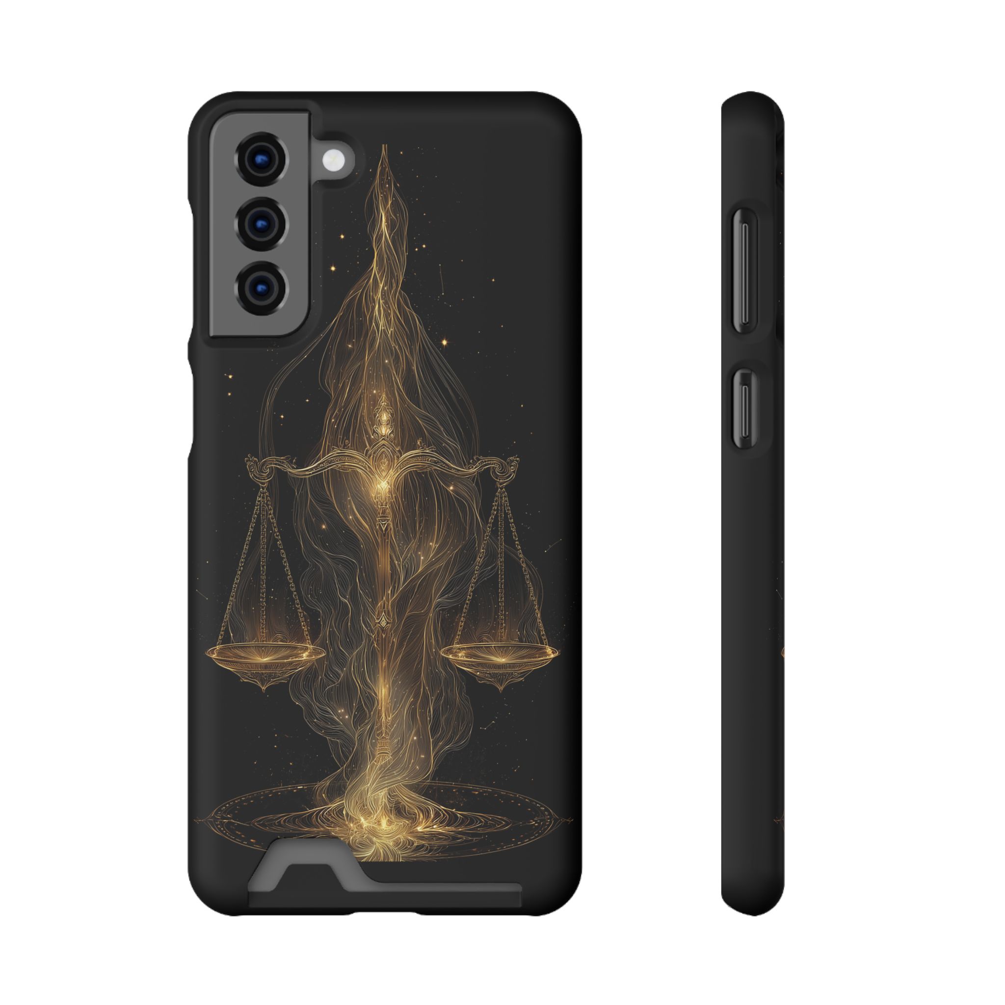Libra Zodiac Phone Case with Card Holder – Celestial Gold Scales - Image 69