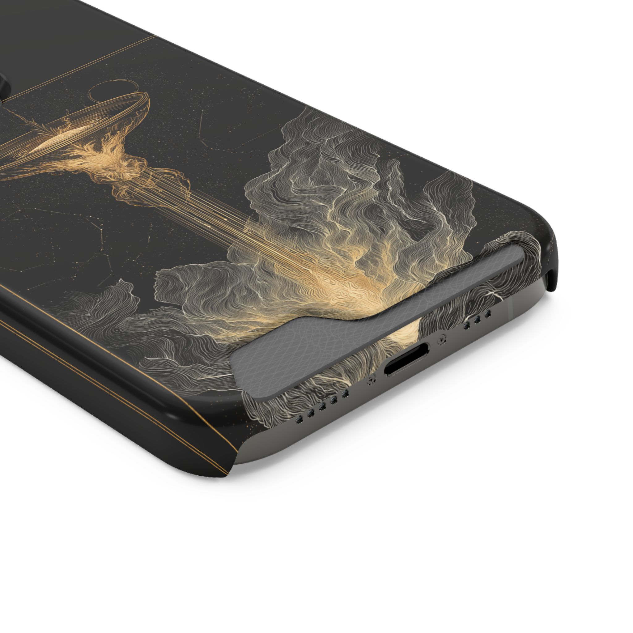 Aquarius Zodiac Phone Case with Card Holder – Celestial Gold Water Bearer - Image 42