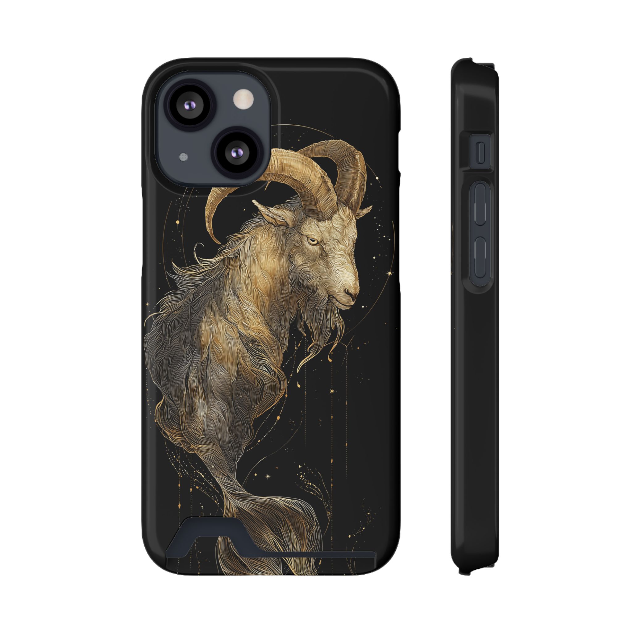 Capricorn Zodiac Phone Case with Card Holder – Celestial Gold Sea-Goat - Image 33