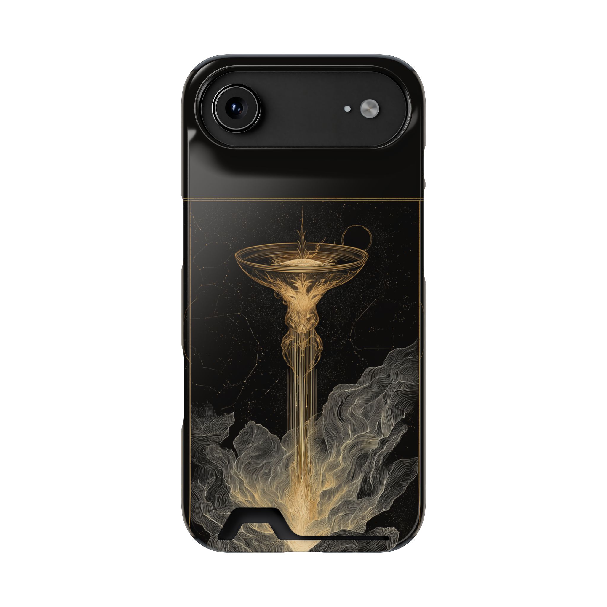 Aquarius Zodiac Phone Case with Card Holder – Celestial Gold Water Bearer - Image 86