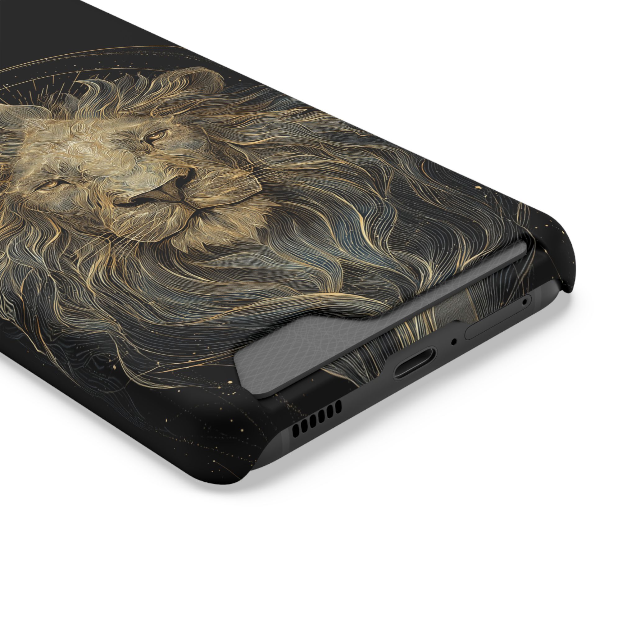 Leo Zodiac Phone Case with Card Holder – Celestial Gold Lion - Image 6