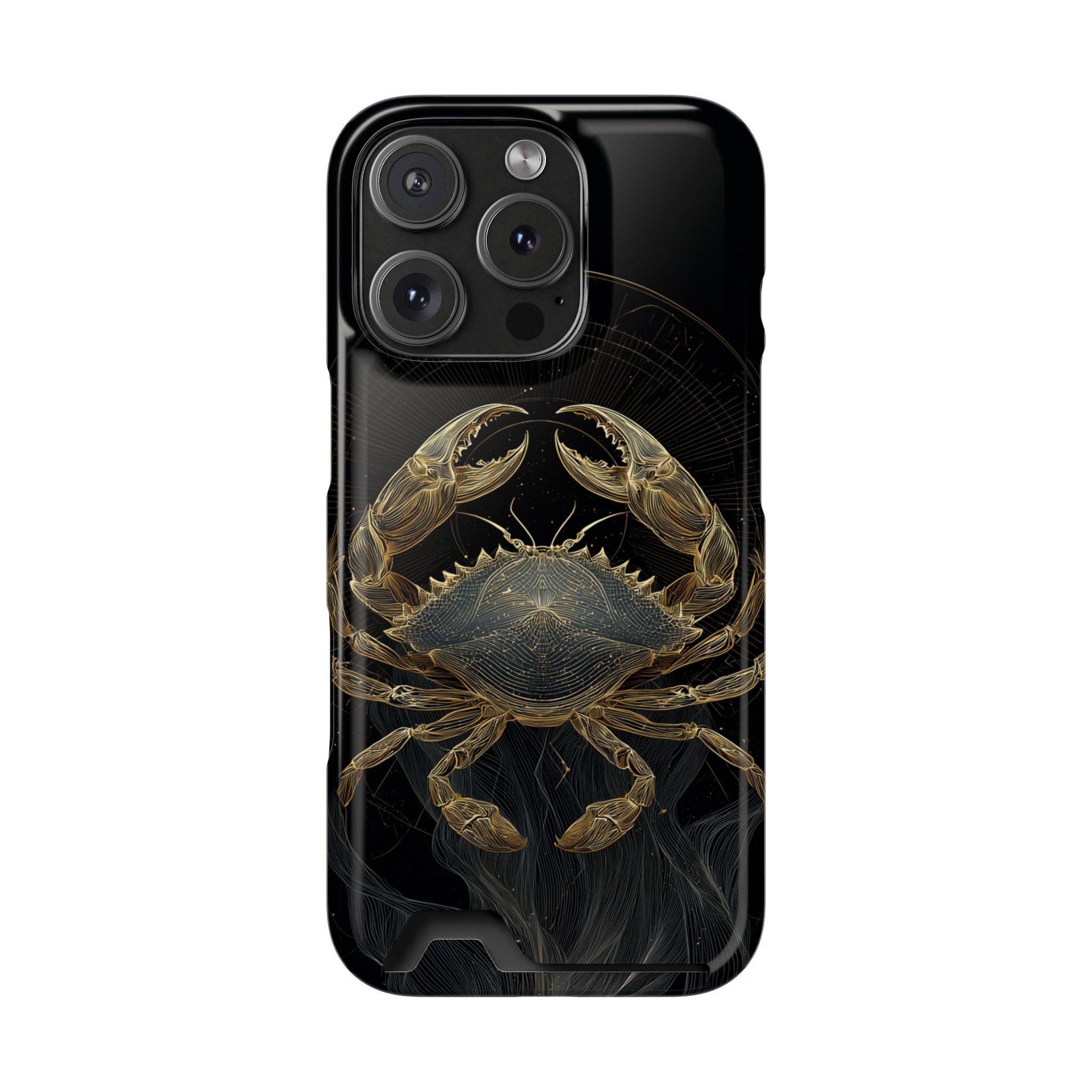 Cancer Zodiac Phone Case with Card Holder – Celestial Gold Crab - Image 107