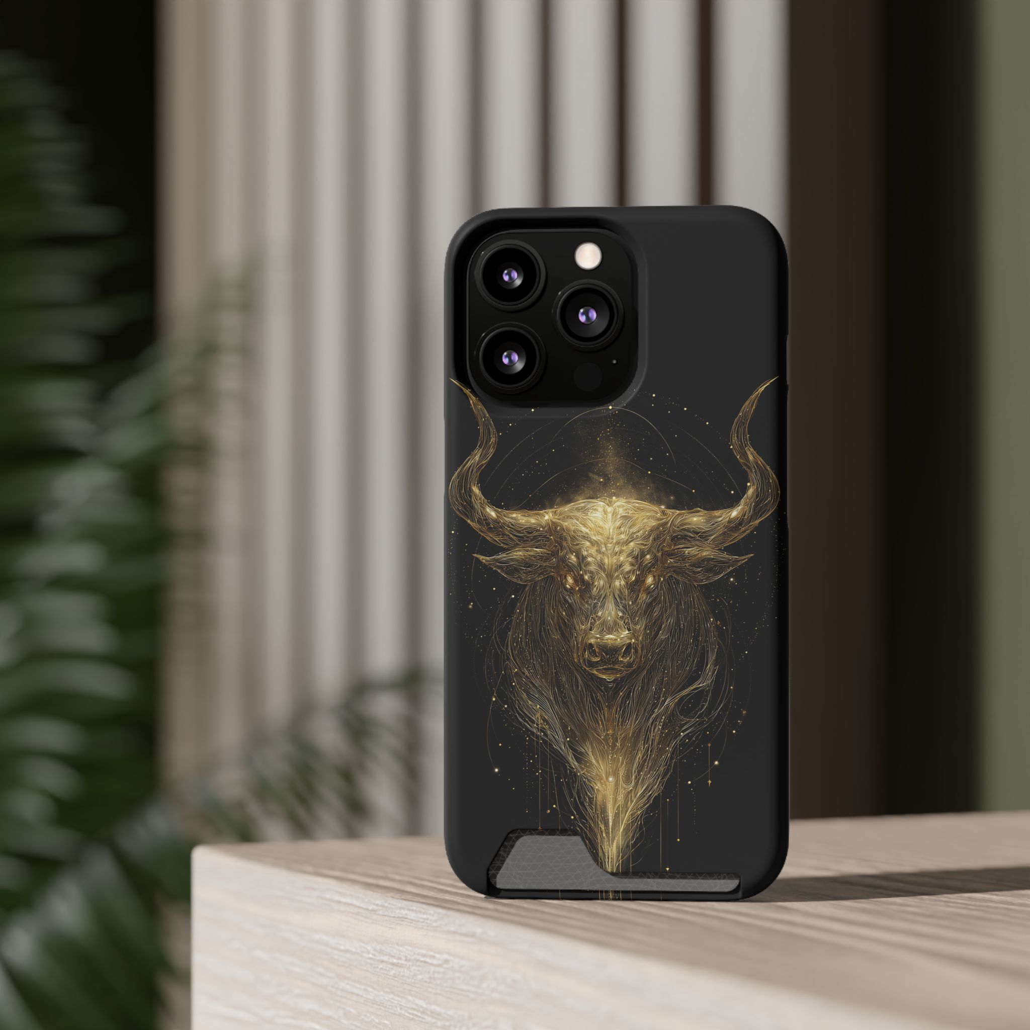 Taurus Zodiac Phone Case with Card Holder – Celestial Gold Bull - Image 48
