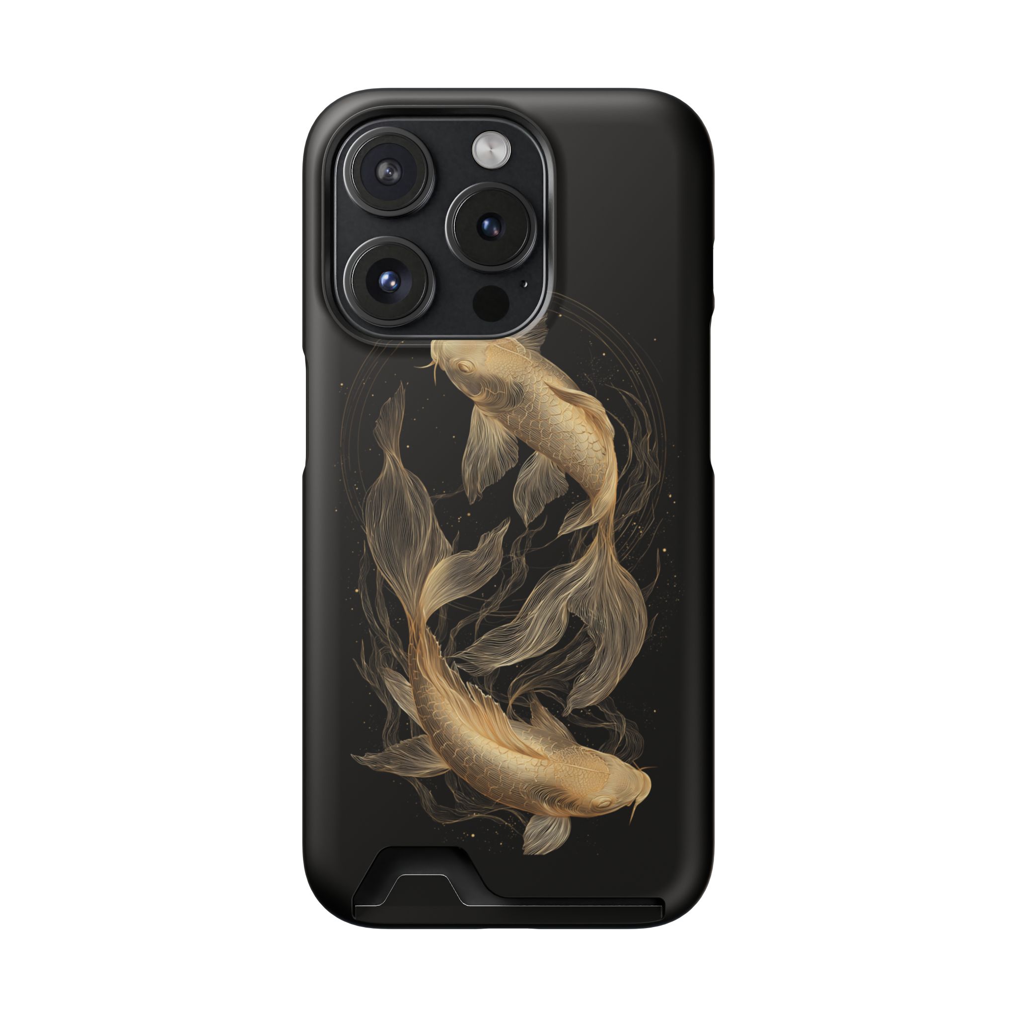 Pisces Zodiac Phone Case with Card Holder – Celestial Gold Fish - Image 100