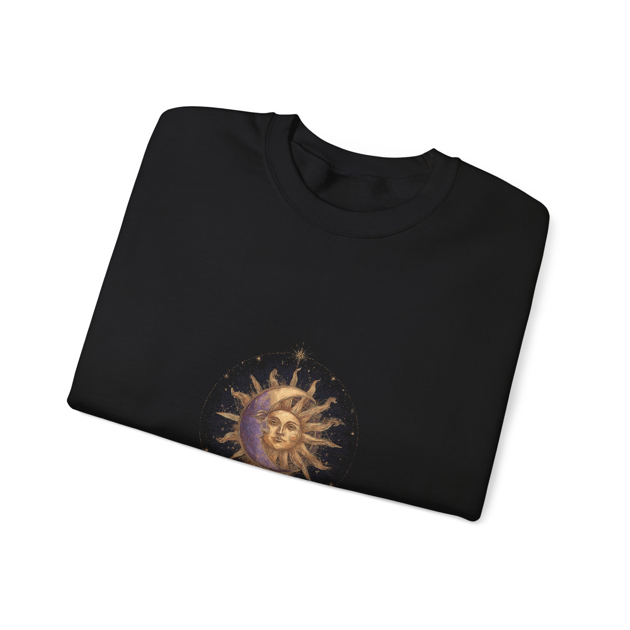 Celestial Sun & Moon Sweatshirt – Gold Cosmic Astrology Crewneck - Image 3