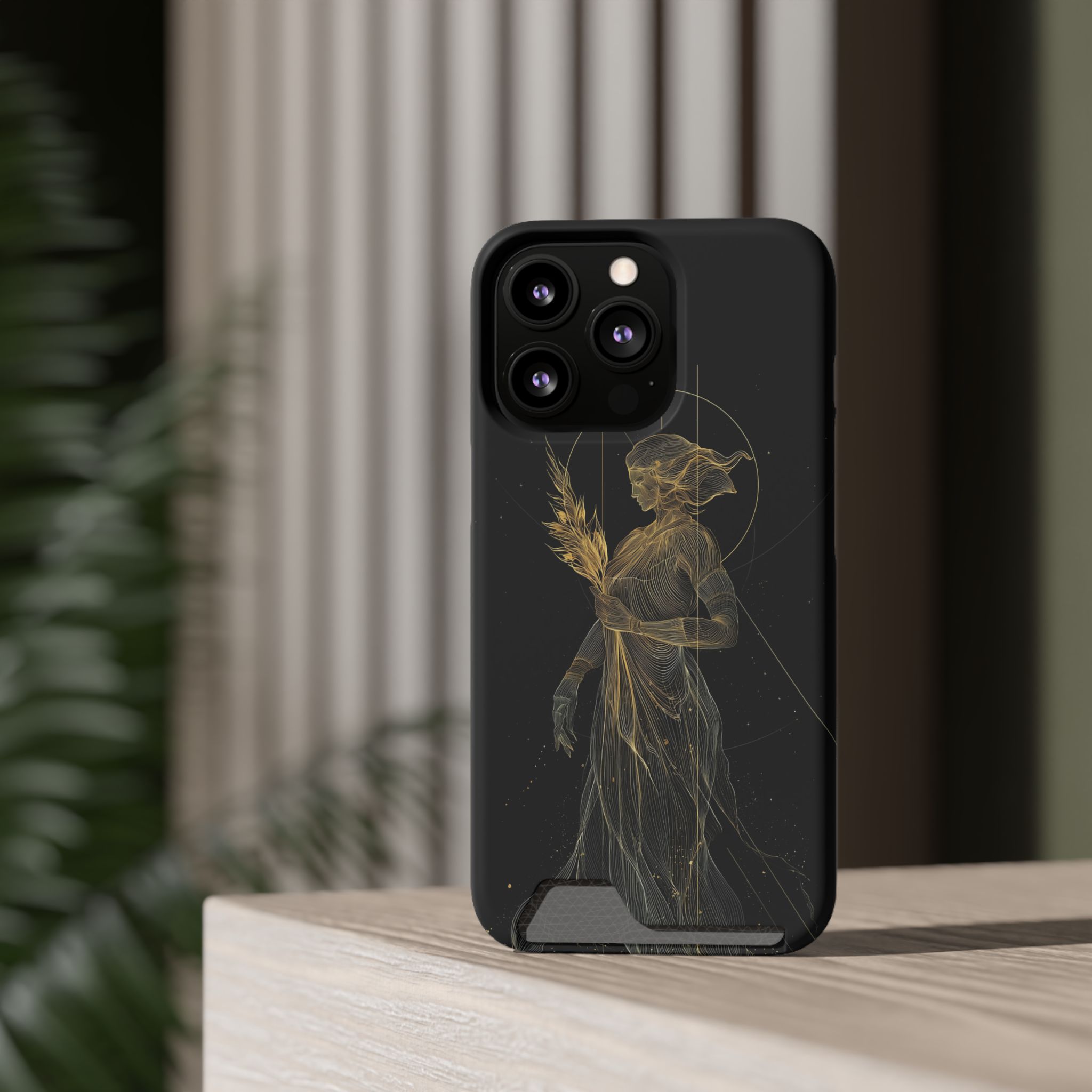 Virgo Zodiac Phone Case with Card Holder – Celestial Gold Maiden - Image 48