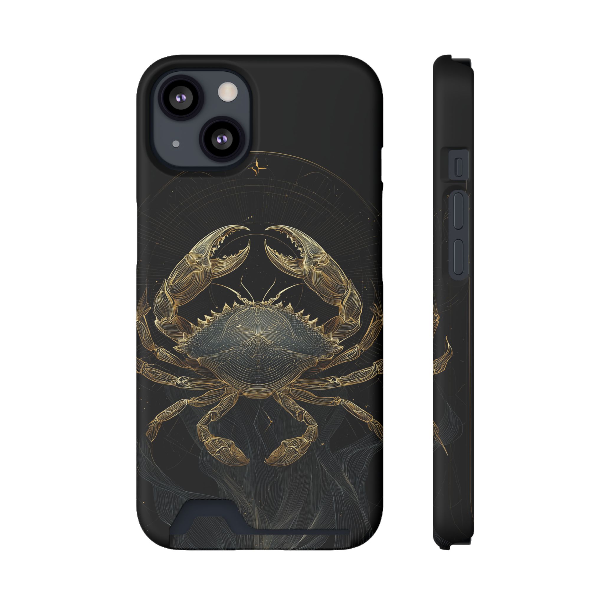 Cancer Zodiac Phone Case with Card Holder – Celestial Gold Crab - Image 29