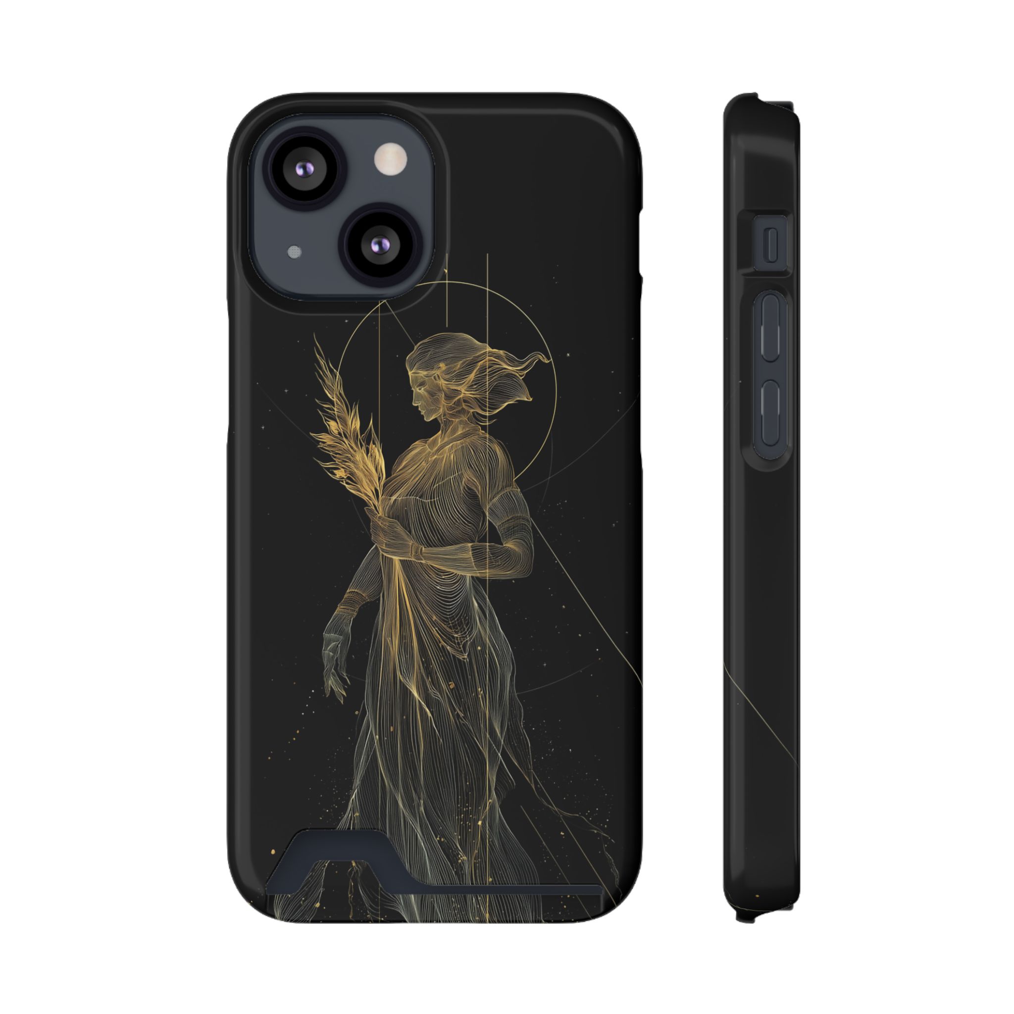 Virgo Zodiac Phone Case with Card Holder – Celestial Gold Maiden - Image 33