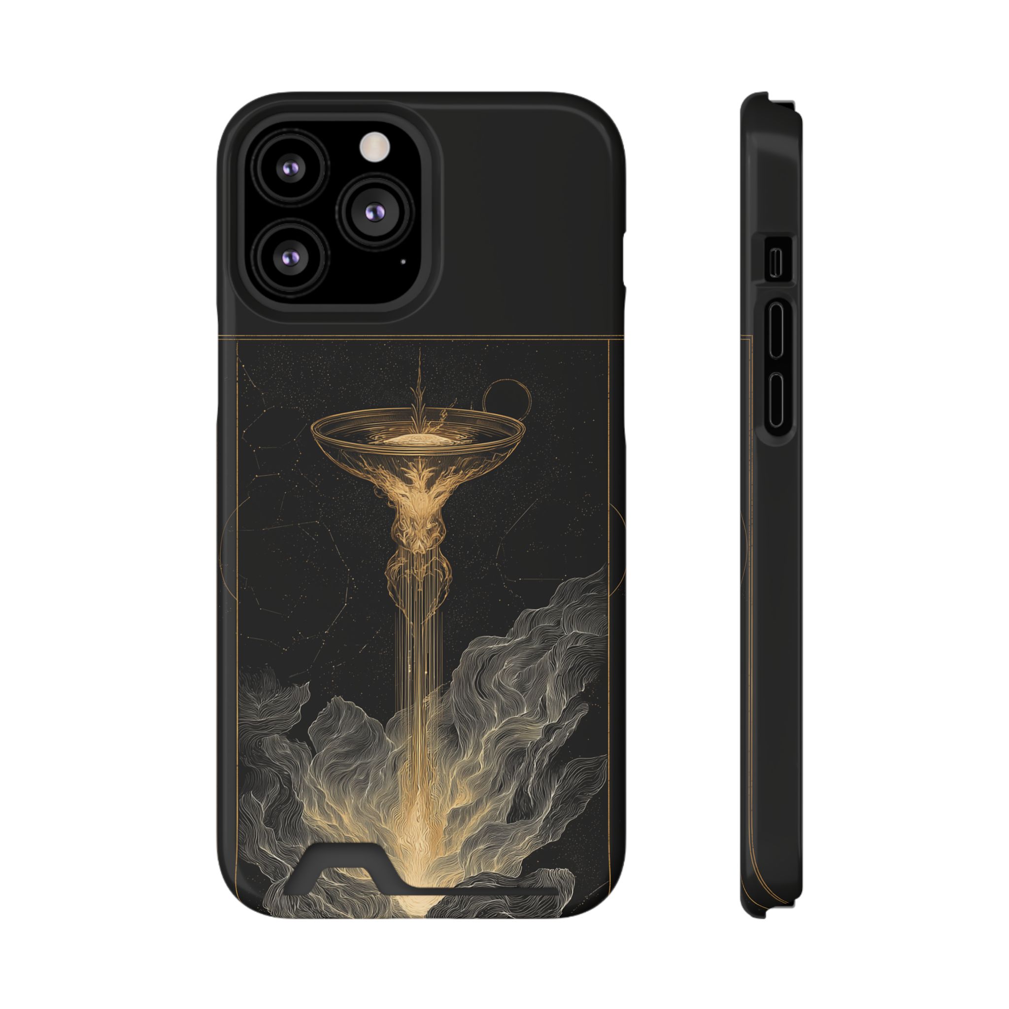 Aquarius Zodiac Phone Case with Card Holder – Celestial Gold Water Bearer - Image 49