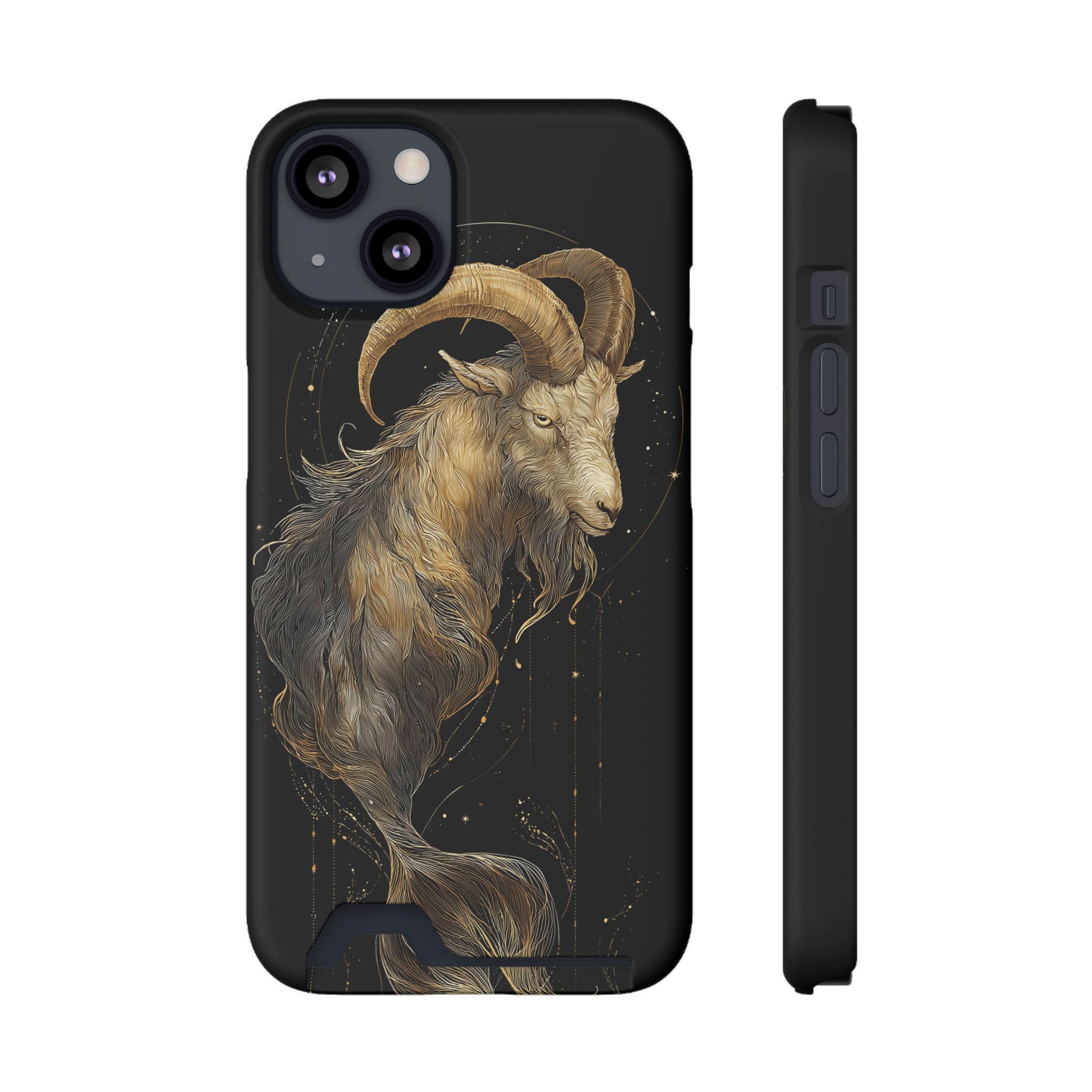 Capricorn Zodiac Phone Case with Card Holder – Celestial Gold Sea-Goat - Image 29