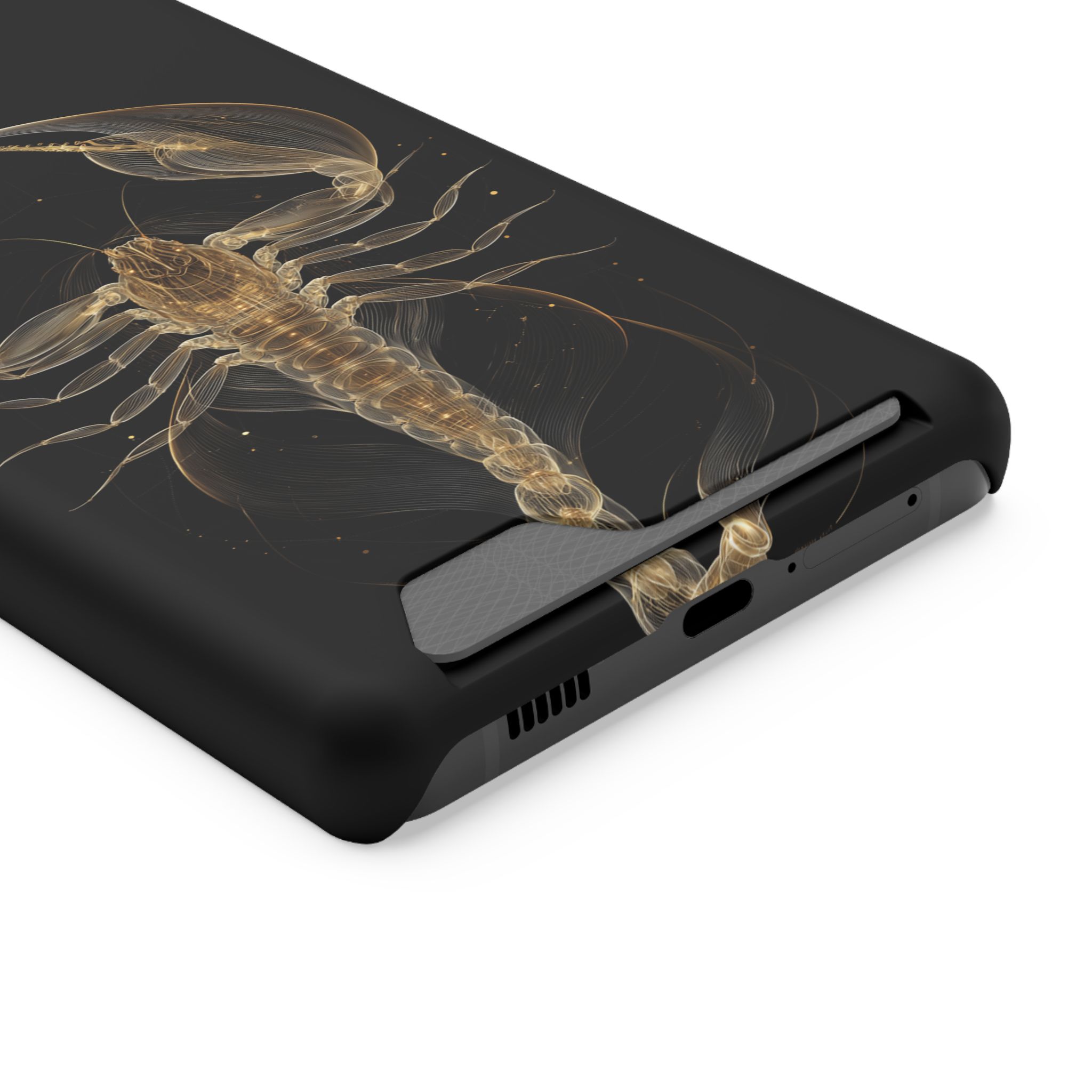 Scorpio Zodiac Phone Case with Card Holder – Celestial Gold Scorpion - Image 78