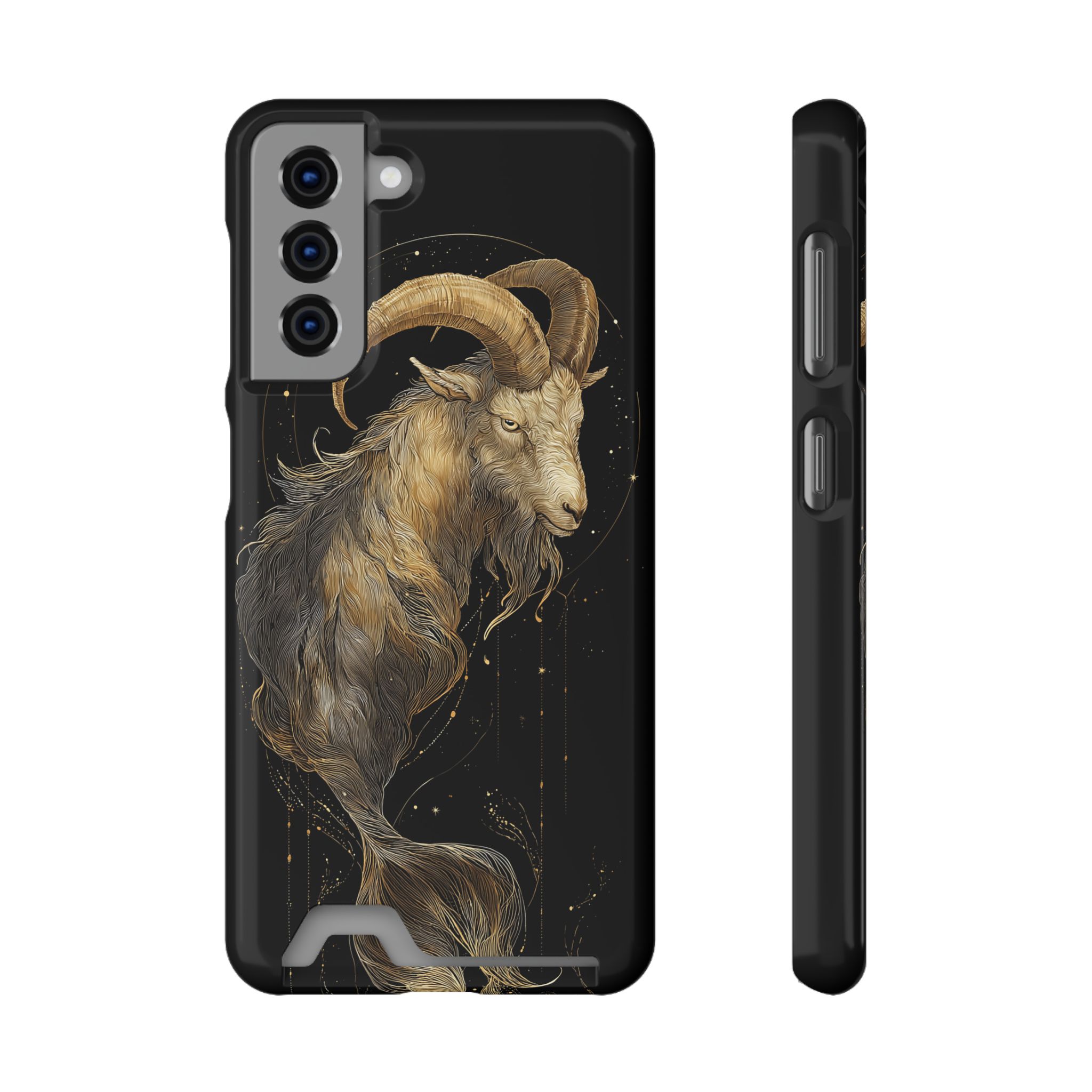 Capricorn Zodiac Phone Case with Card Holder – Celestial Gold Sea-Goat - Image 57