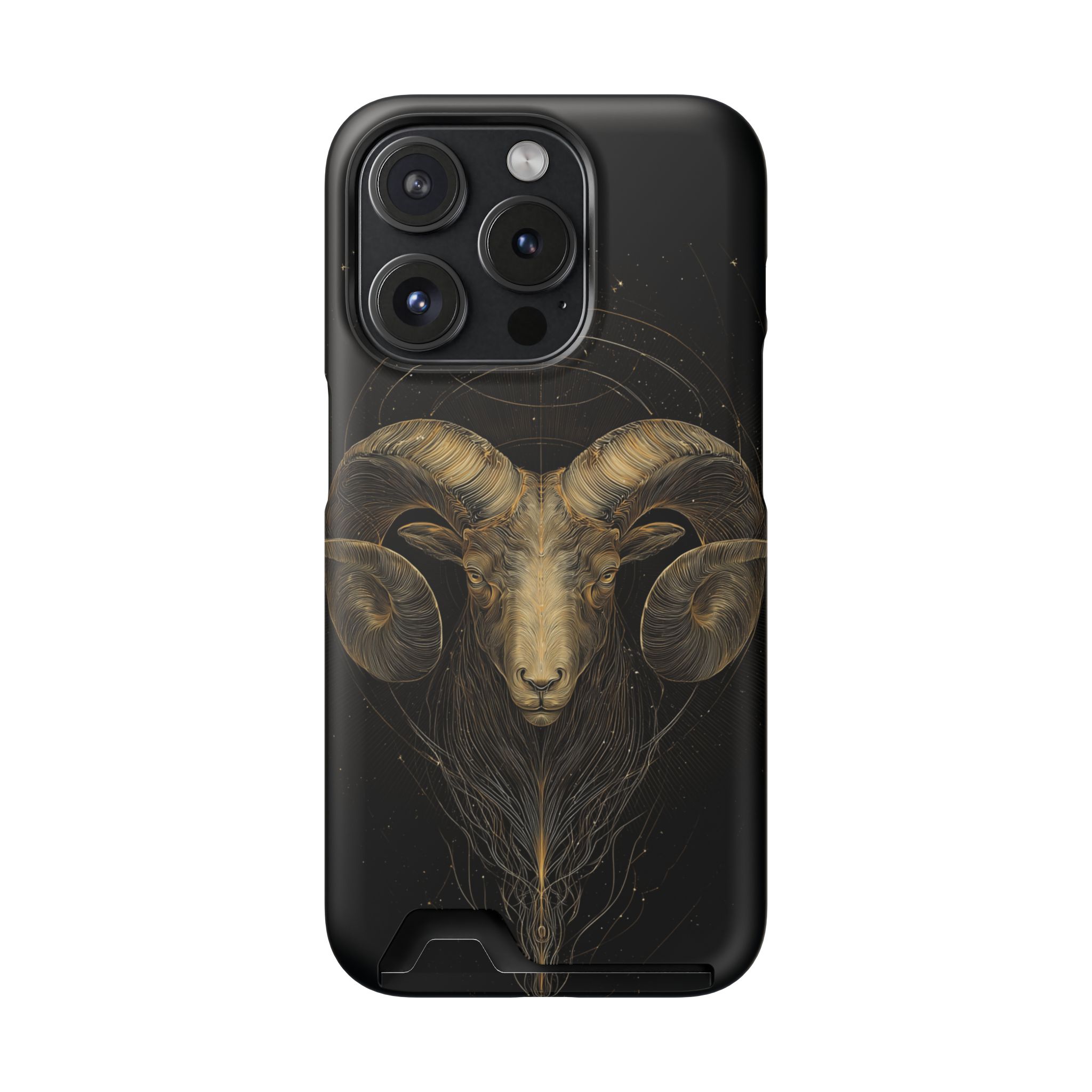 Aries Zodiac Phone Case with Card Holder – Celestial Gold Constellation - Image 100