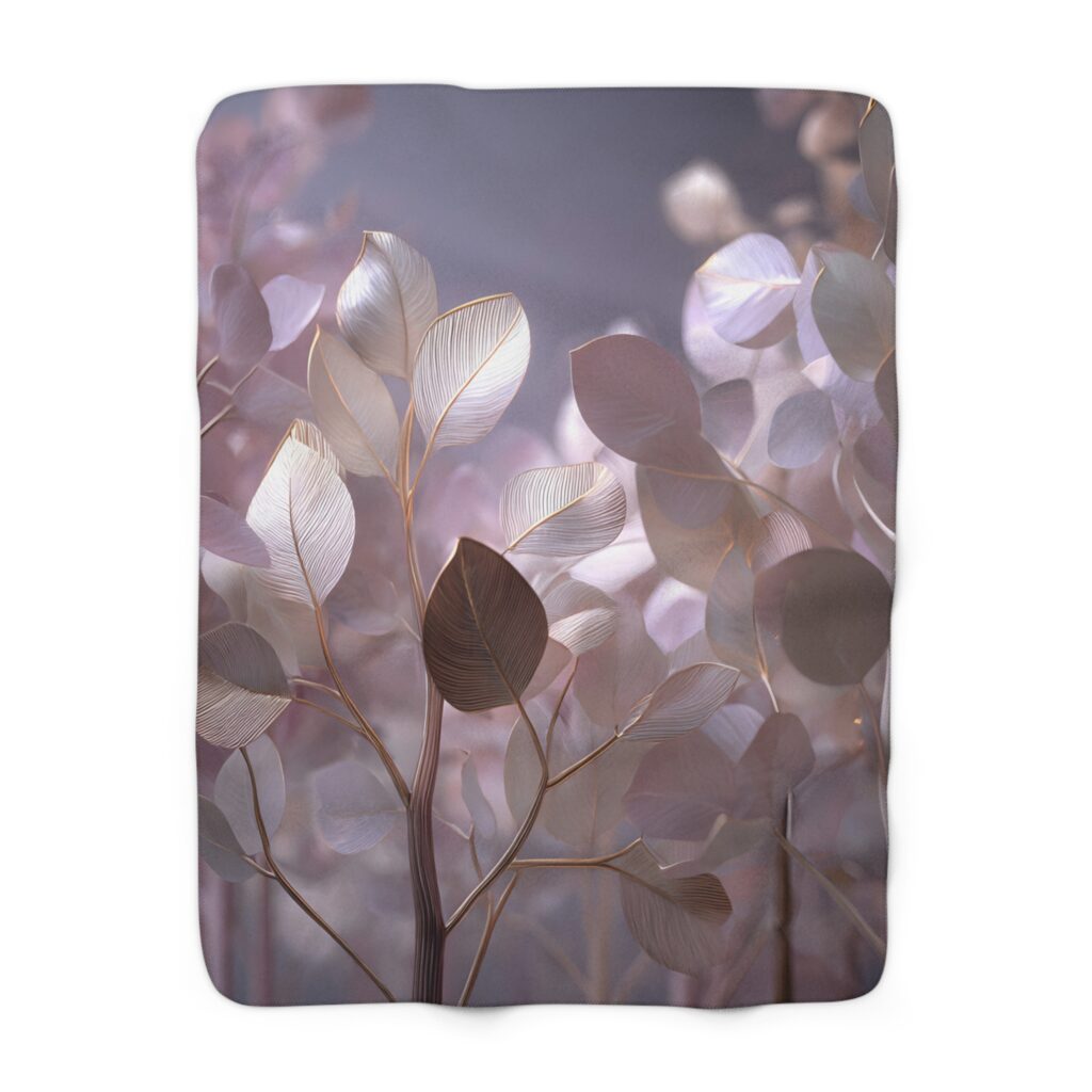 Ethereal Forest Sherpa Blanket – Dreamy Cosmic Botanical Throw