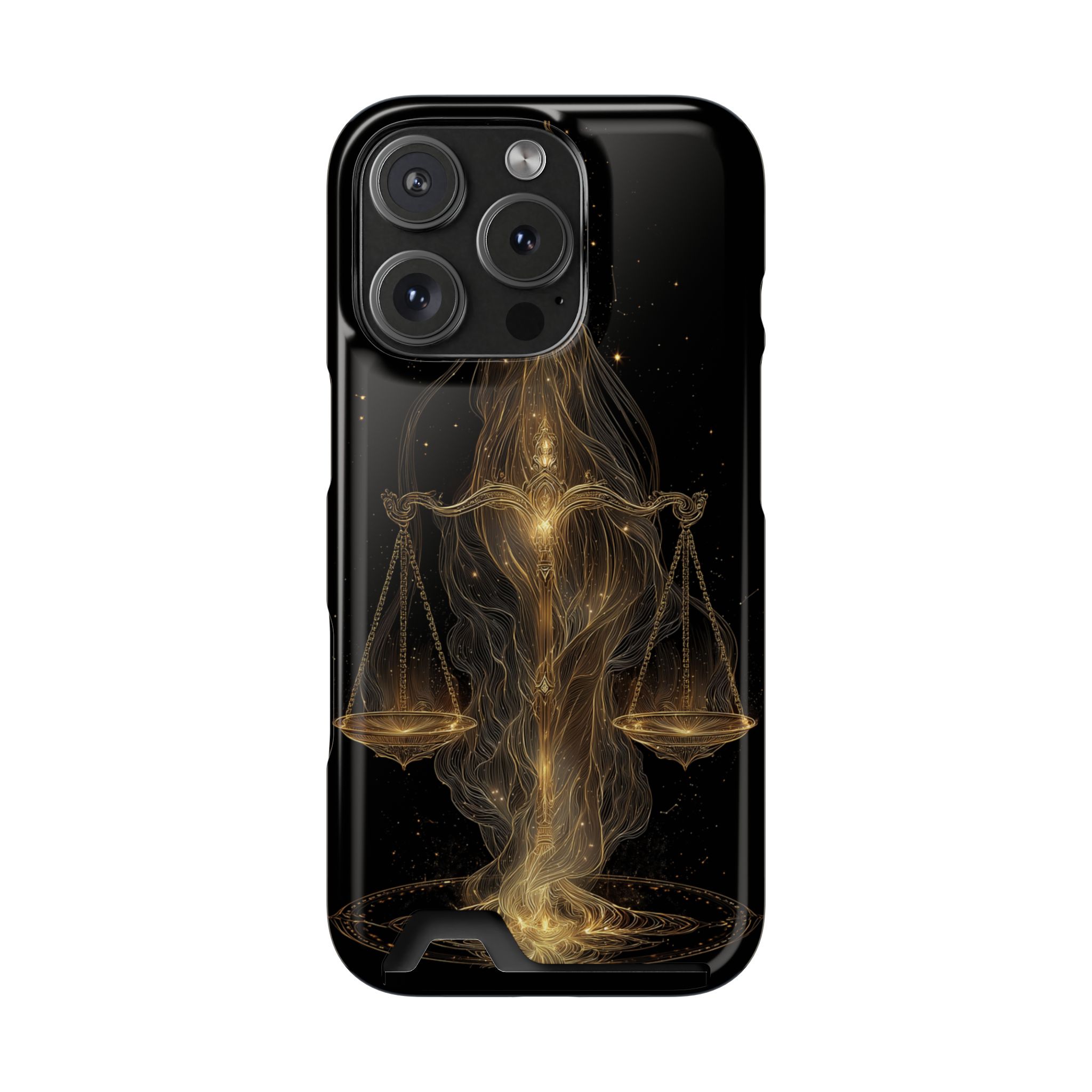 Libra Zodiac Phone Case with Card Holder – Celestial Gold Scales - Image 107