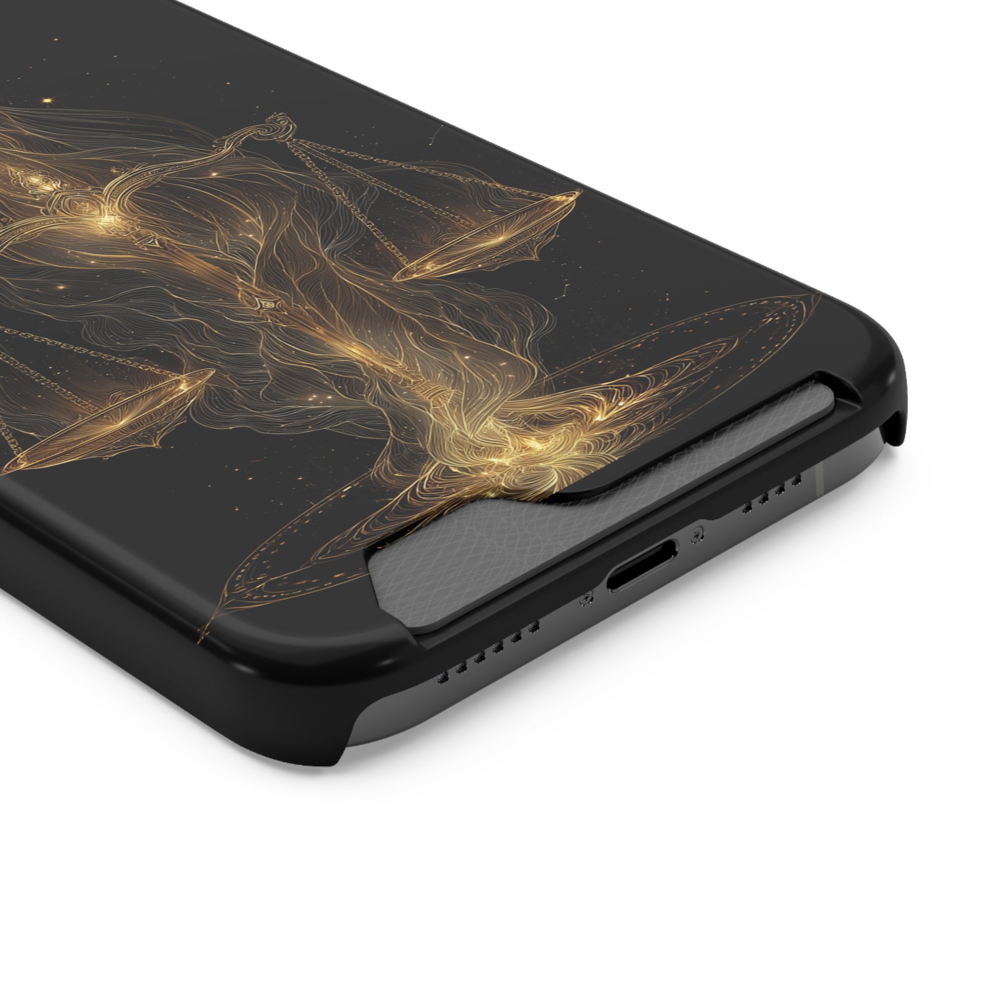 Libra Zodiac Phone Case with Card Holder – Celestial Gold Scales - Image 50