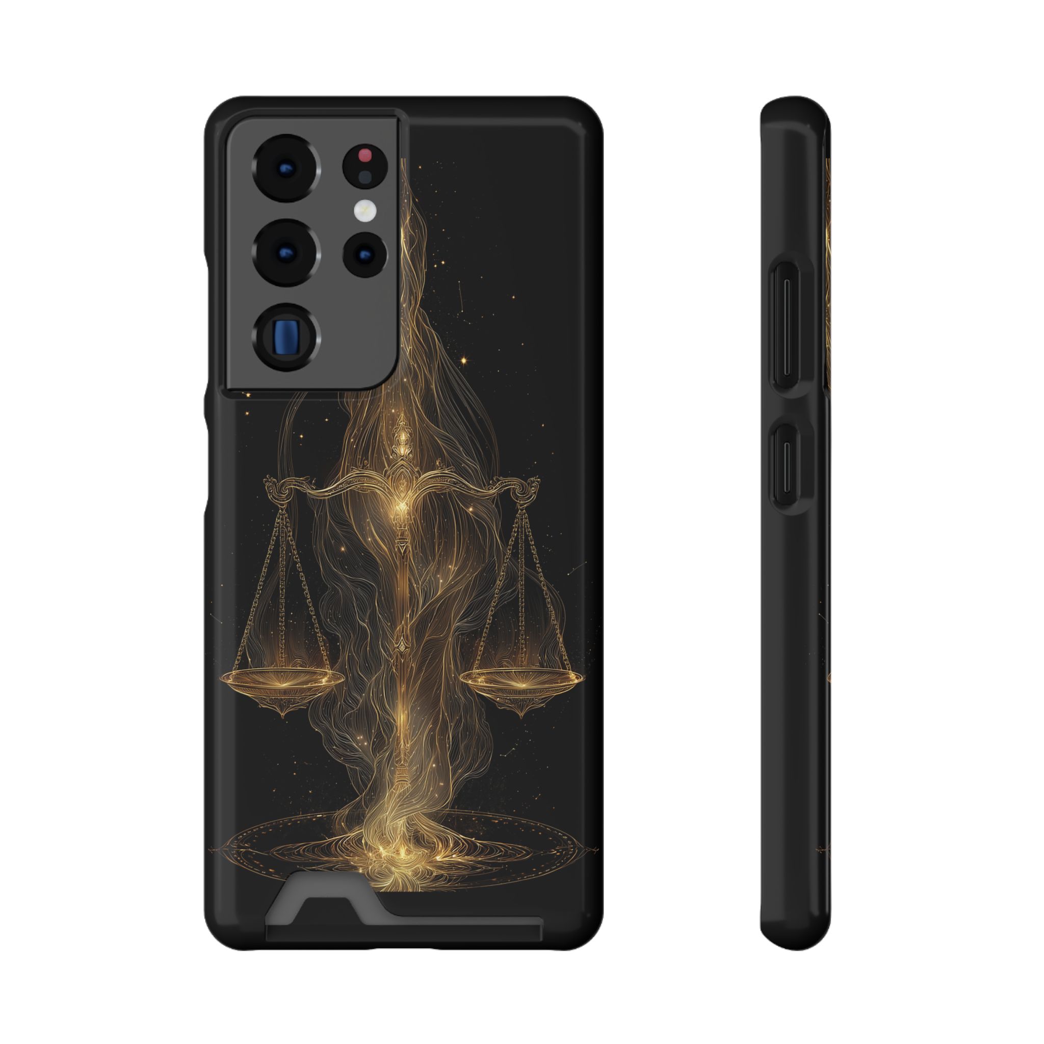 Libra Zodiac Phone Case with Card Holder – Celestial Gold Scales - Image 73