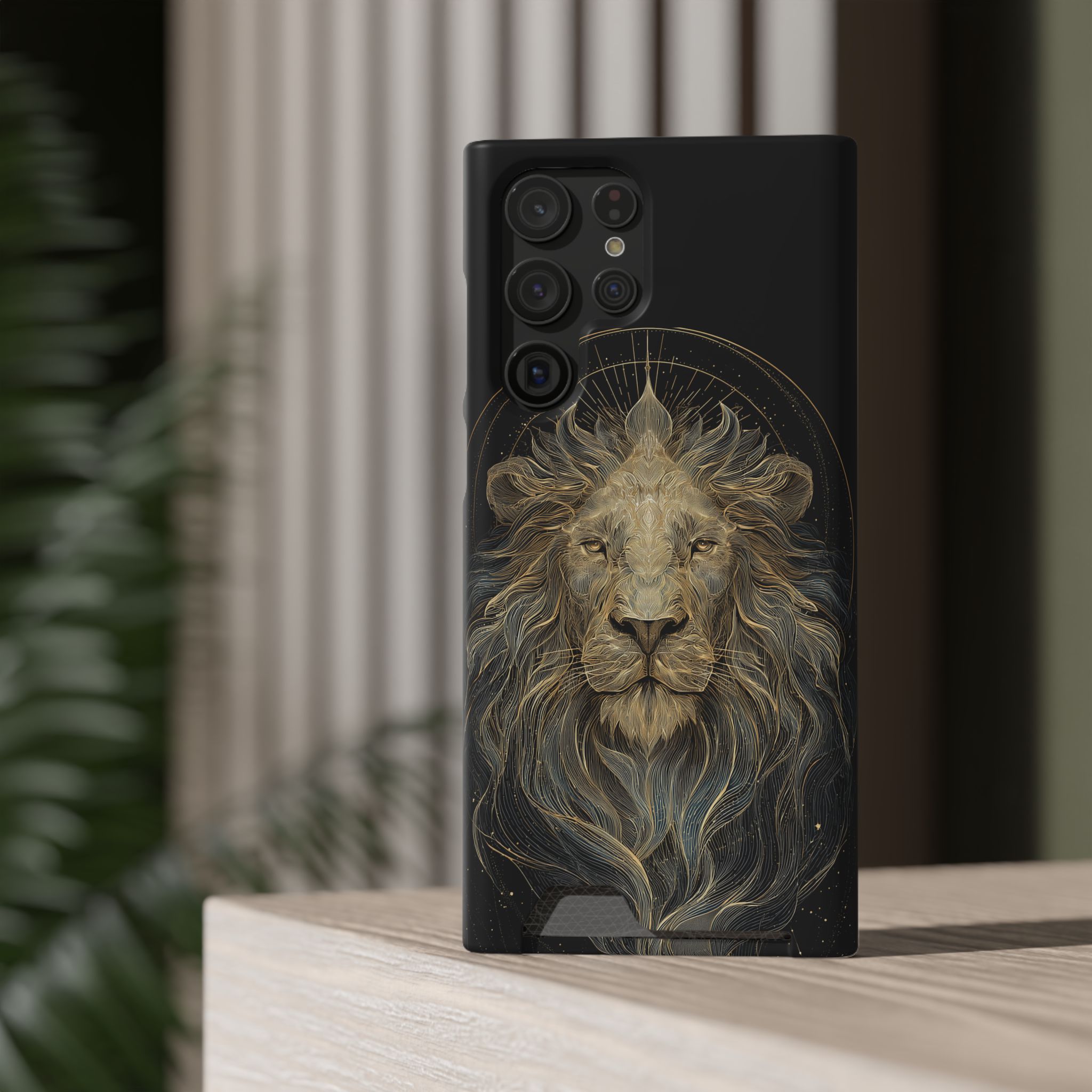 Leo Zodiac Phone Case with Card Holder – Celestial Gold Lion - Image 24