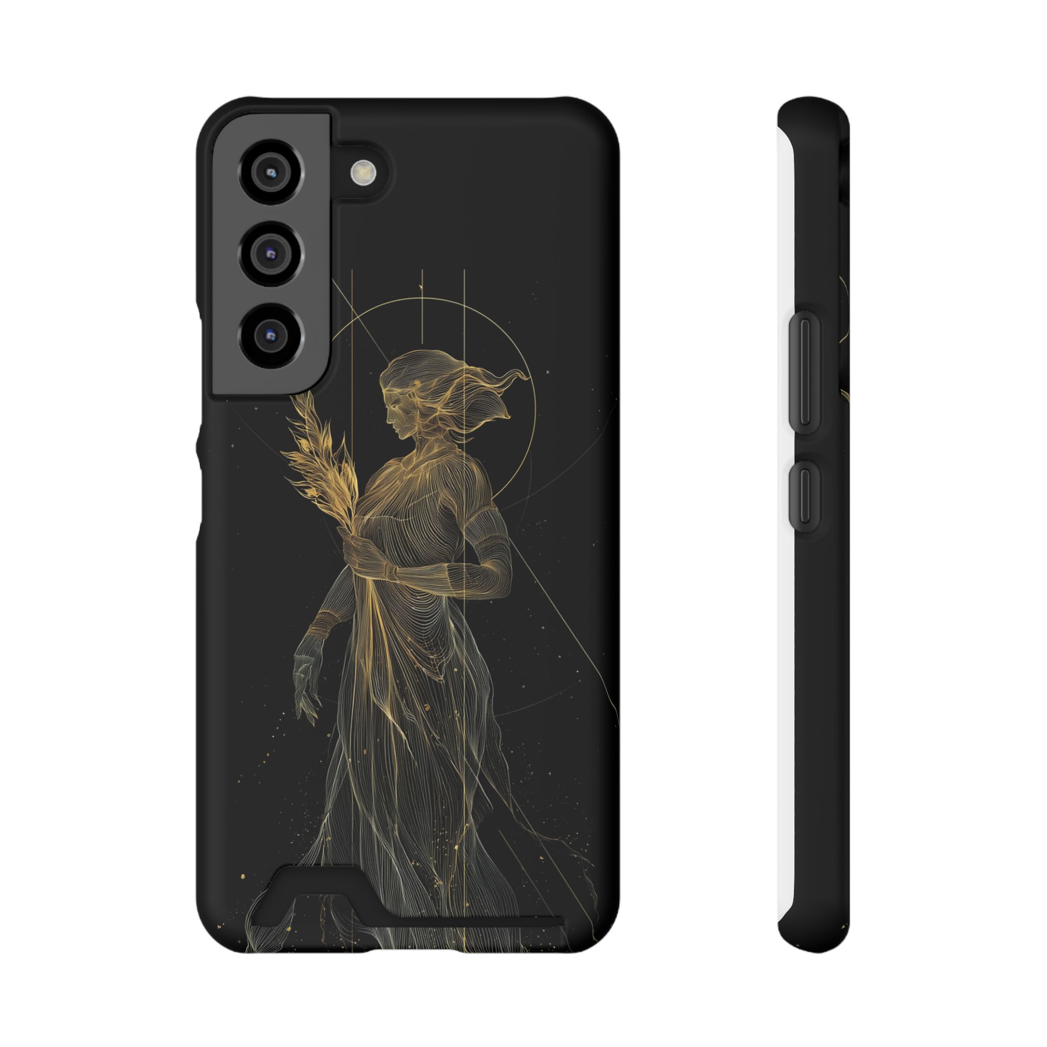 Virgo Zodiac Phone Case with Card Holder – Celestial Gold Maiden - Image 5