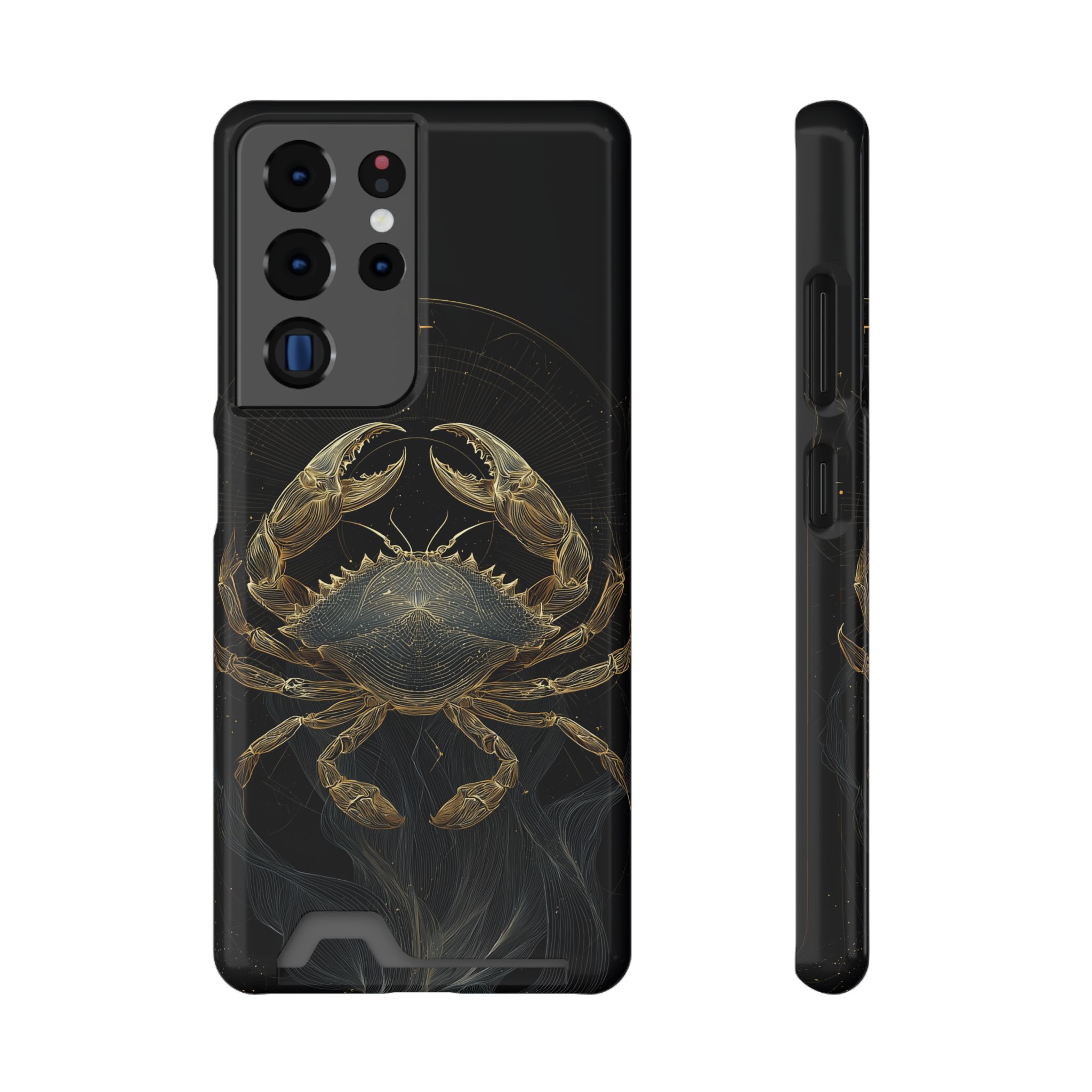 Cancer Zodiac Phone Case with Card Holder – Celestial Gold Crab - Image 73