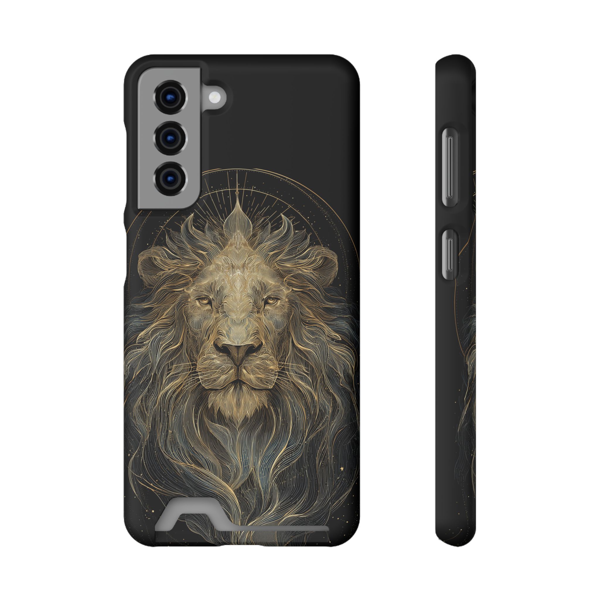 Leo Zodiac Phone Case with Card Holder – Celestial Gold Lion - Image 61