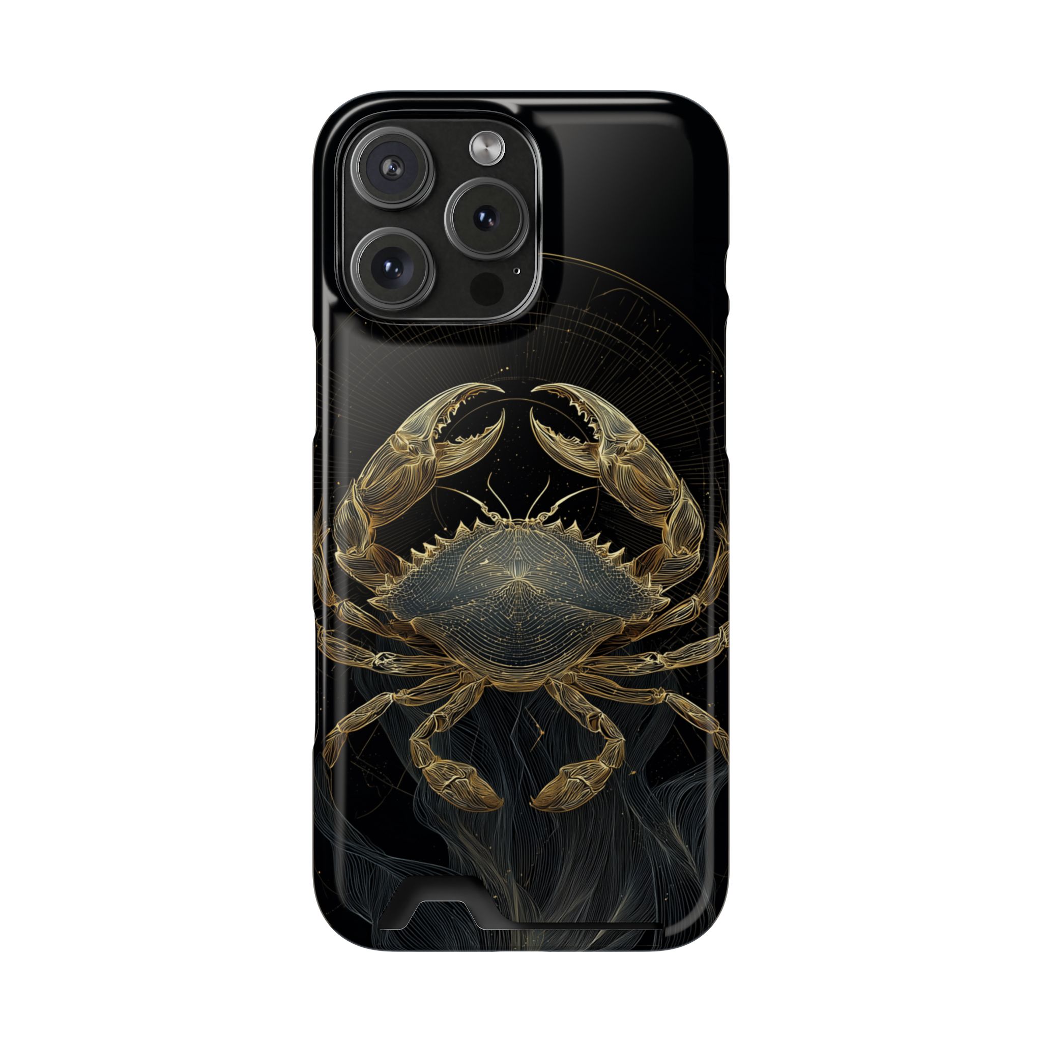 Cancer Zodiac Phone Case with Card Holder – Celestial Gold Crab - Image 111