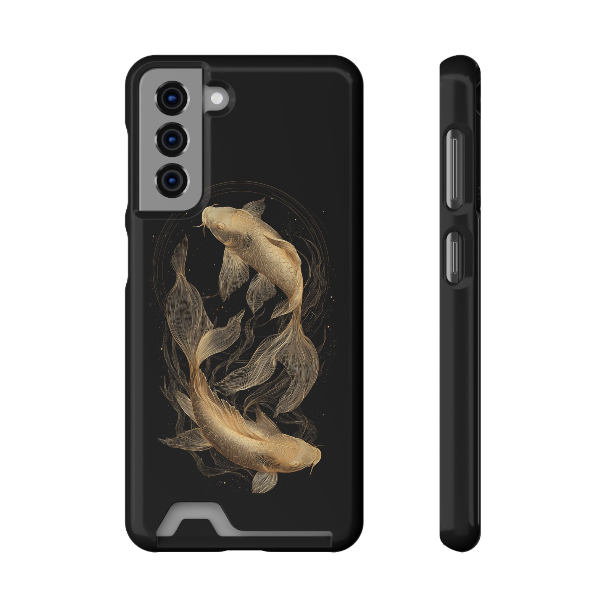Pisces Zodiac Phone Case with Card Holder – Celestial Gold Fish - Image 57