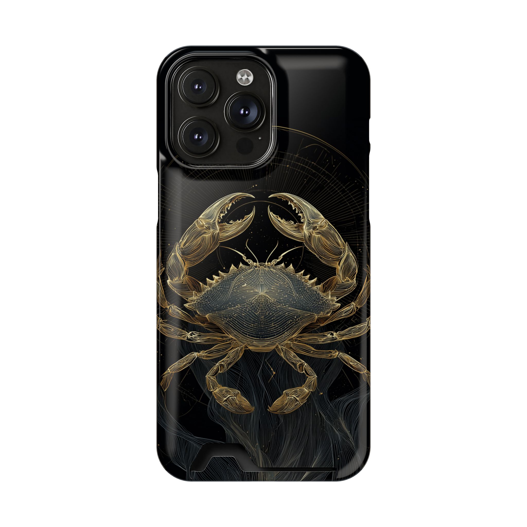 Cancer Zodiac Phone Case with Card Holder – Celestial Gold Crab - Image 96