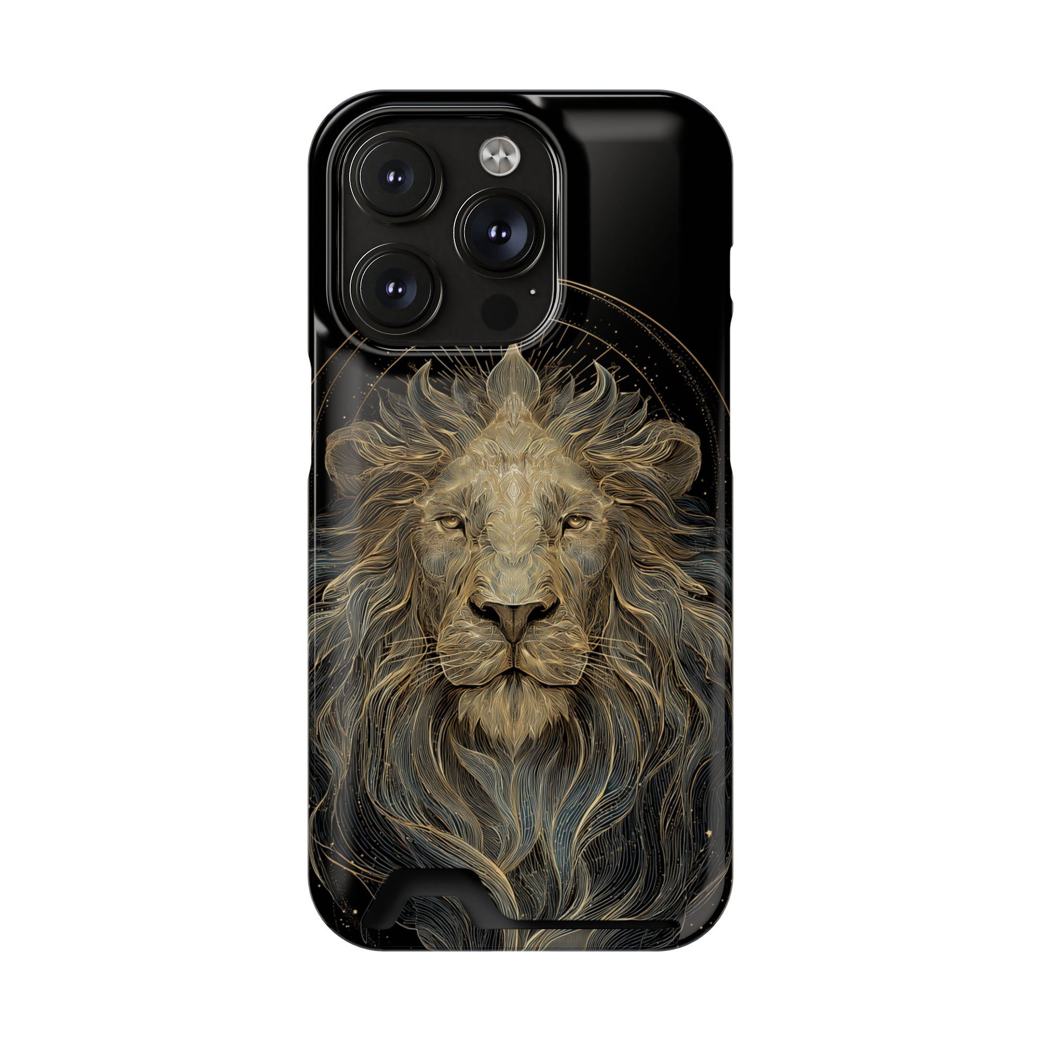Leo Zodiac Phone Case with Card Holder – Celestial Gold Lion - Image 94