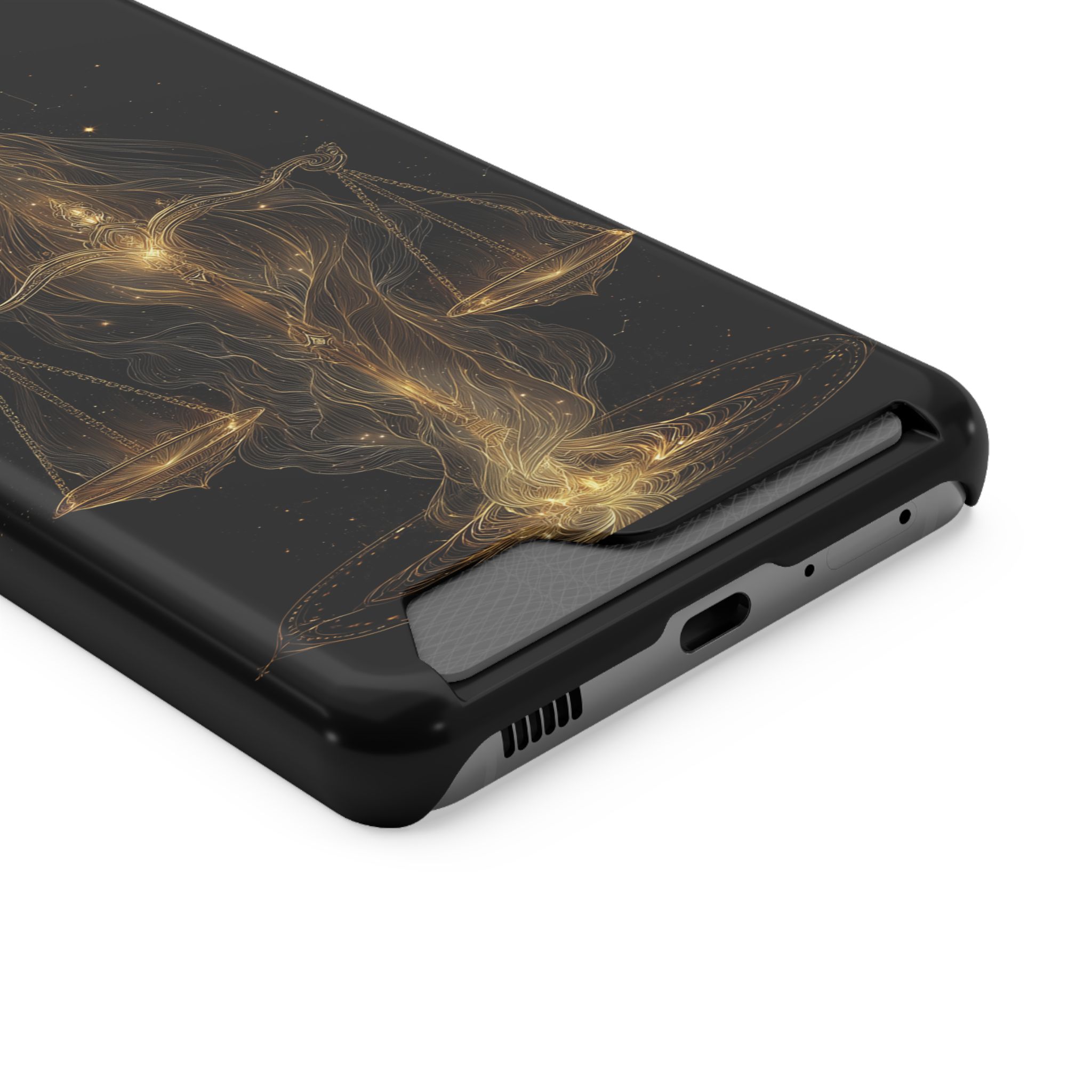 Libra Zodiac Phone Case with Card Holder – Celestial Gold Scales - Image 58