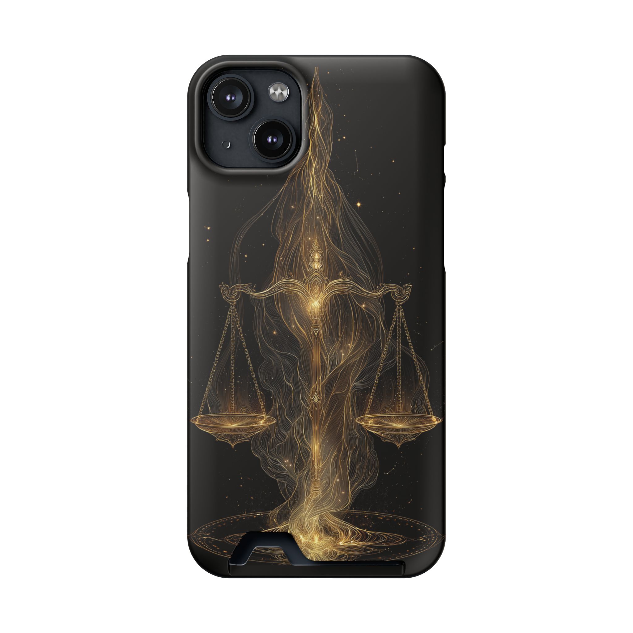 Libra Zodiac Phone Case with Card Holder – Celestial Gold Scales - Image 91