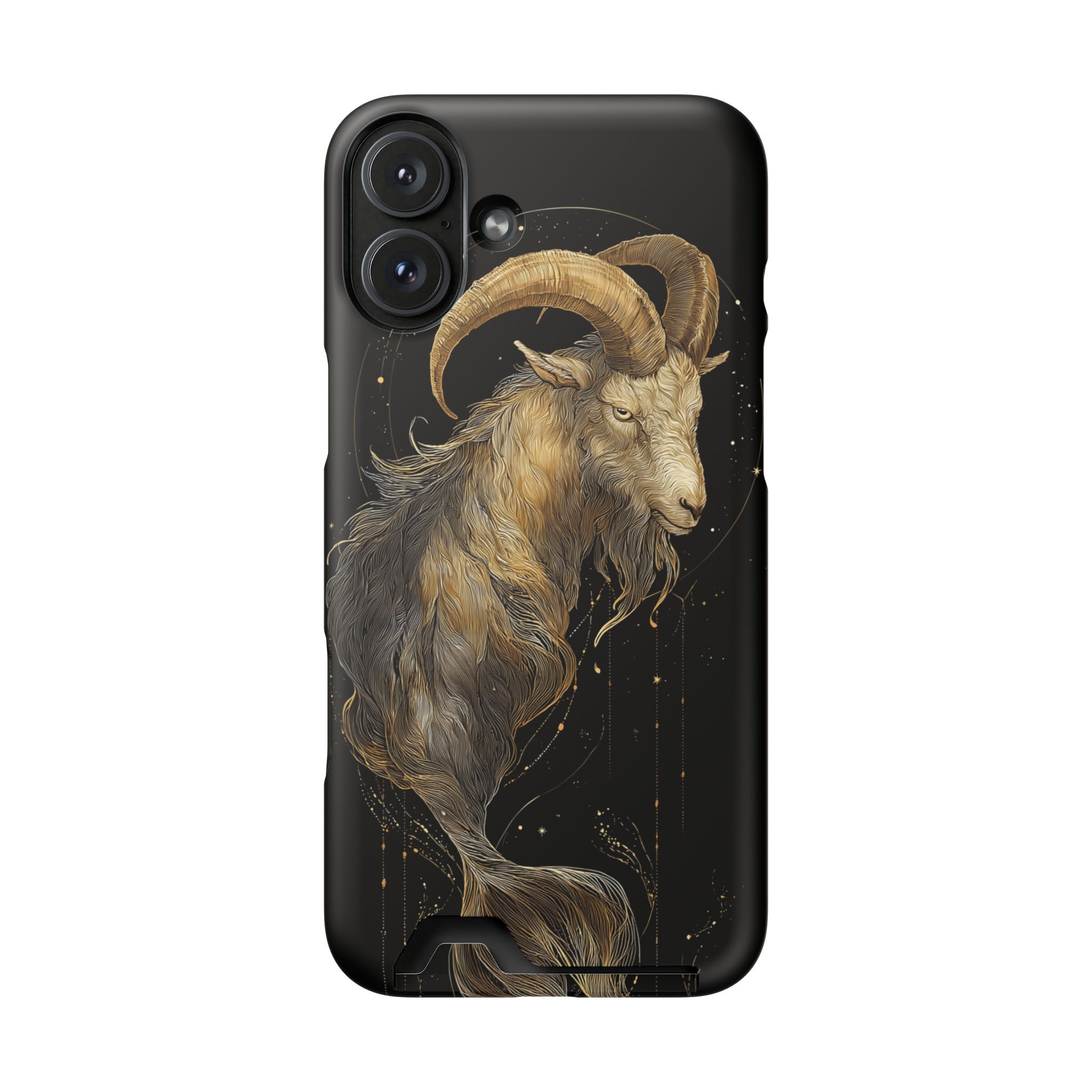 Capricorn Zodiac Phone Case with Card Holder – Celestial Gold Sea-Goat - Image 110